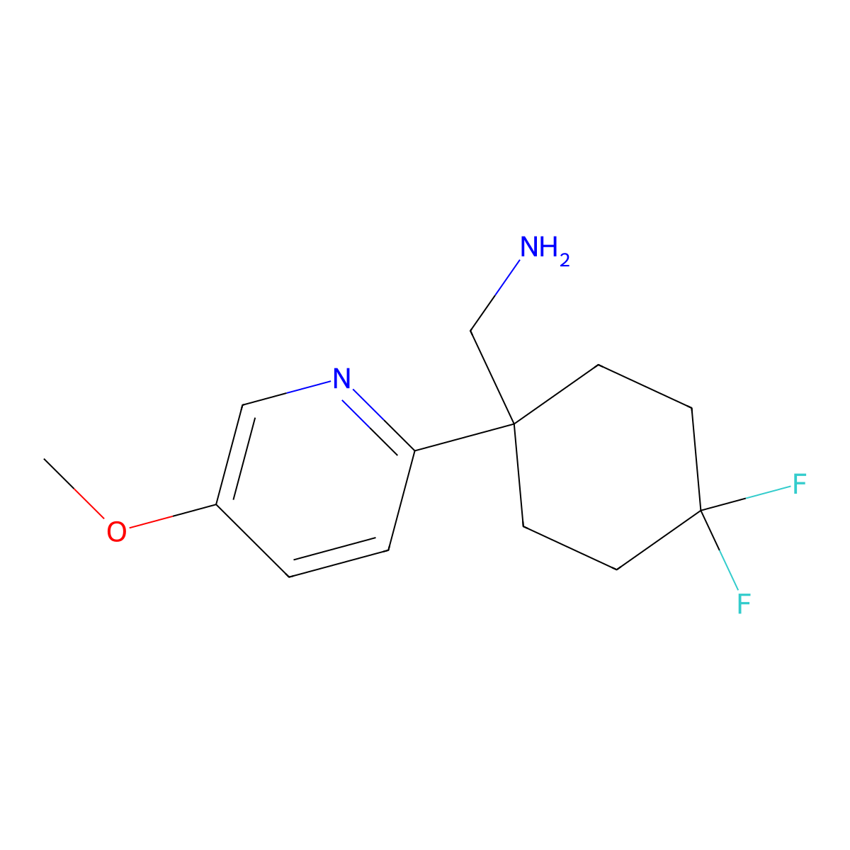 [4,4-Difluoro-1-(5-methoxypyridin-2-yl)cyclohexyl]methanamine molecular structure, CAS 2228136-02-3