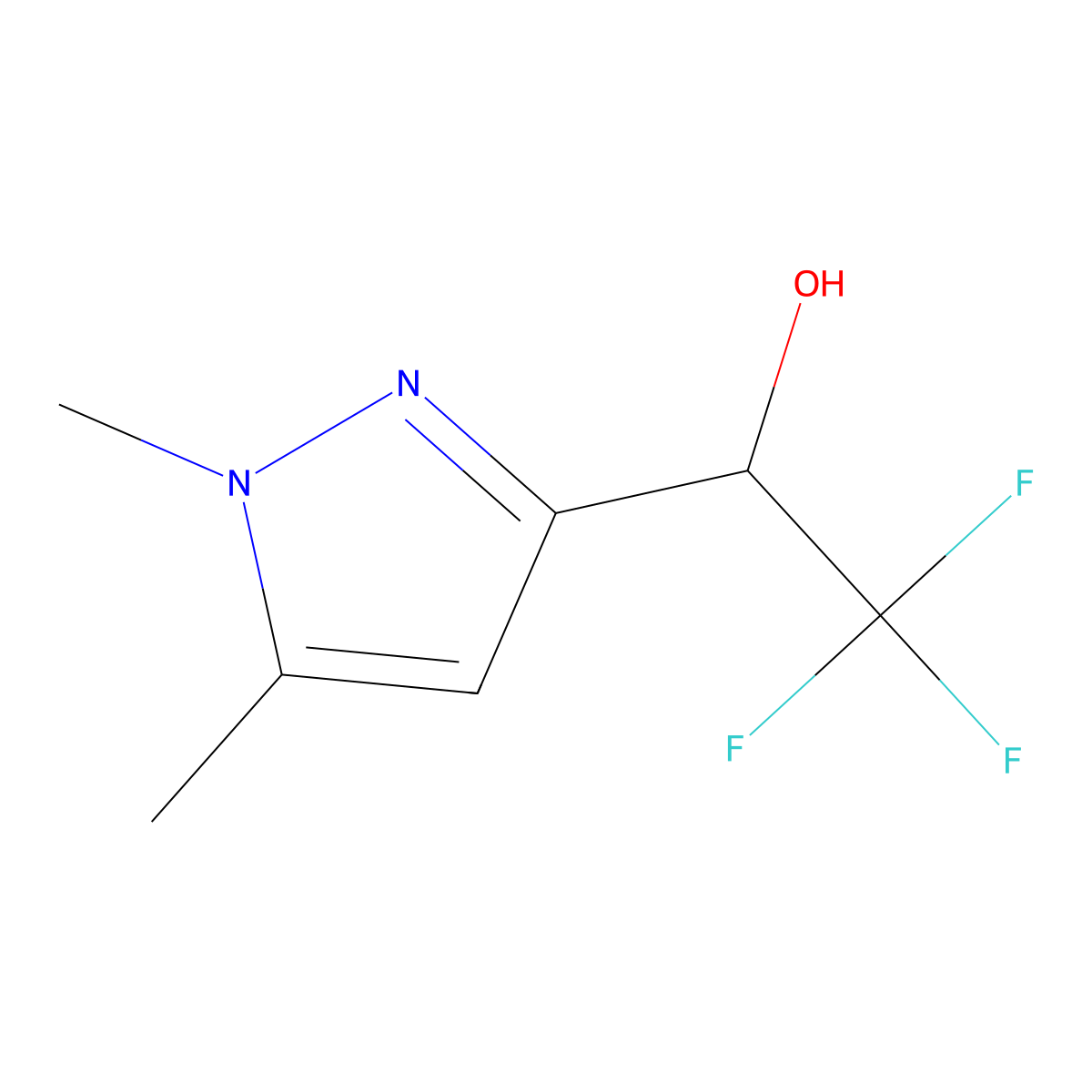 1-(1,5-Dimethyl-1H-pyrazol-3-yl)-2,2,2-trifluoroethan-1-ol molecular structure, CAS 2228136-05-6