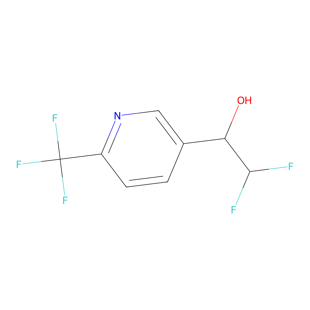 2,2-Difluoro-1-[6-(trifluoromethyl)pyridin-3-yl]ethan-1-ol molecular structure, CAS 2228136-71-6