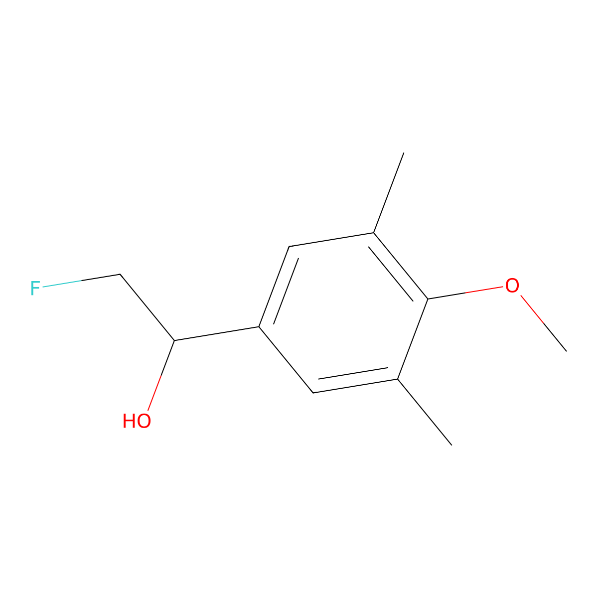 2-Fluoro-1-(4-methoxy-3,5-dimethylphenyl)ethan-1-ol molecular structure, CAS 2228137-13-9