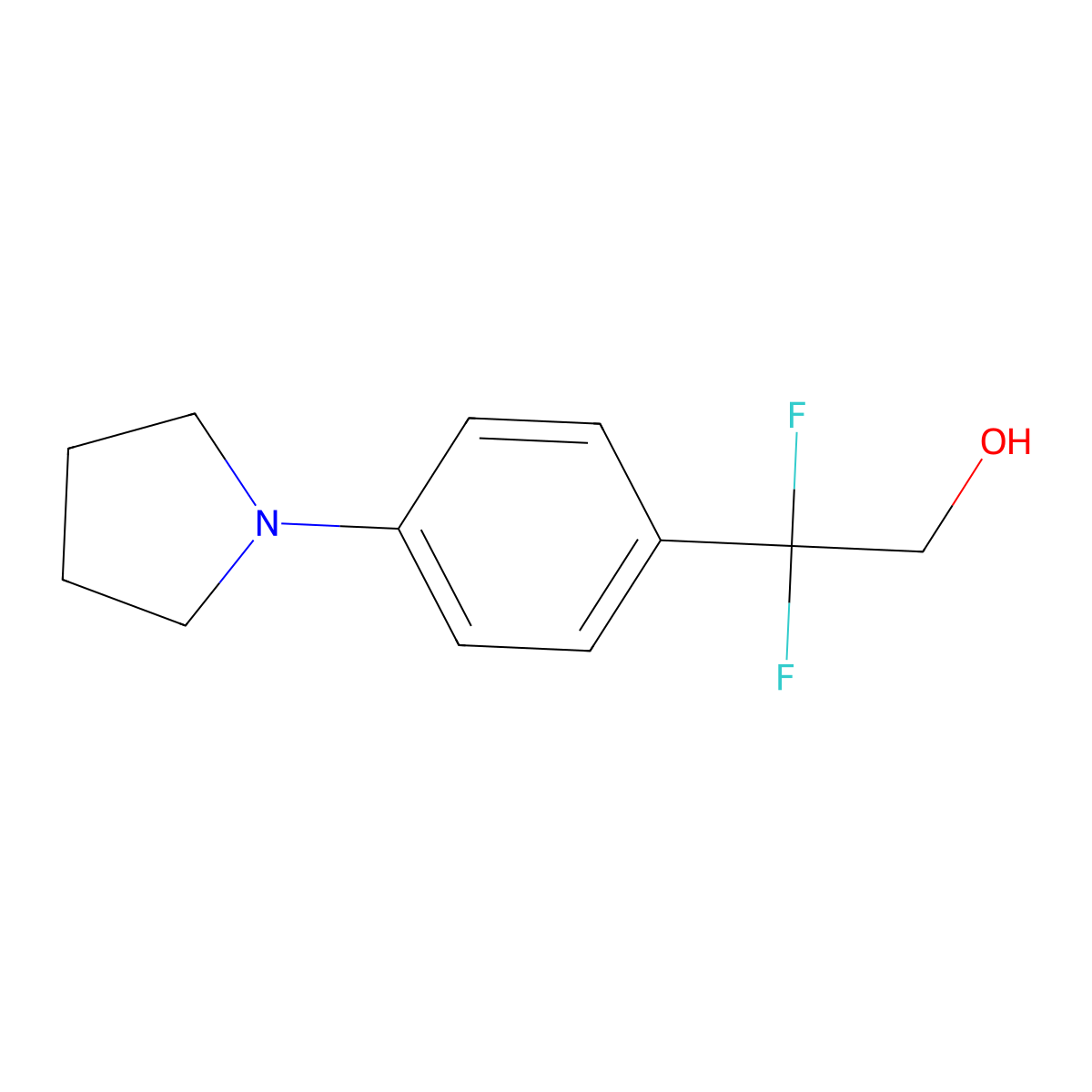 2,2-Difluoro-2-[4-(pyrrolidin-1-yl)phenyl]ethan-1-ol molecular structure, CAS 2228138-74-5