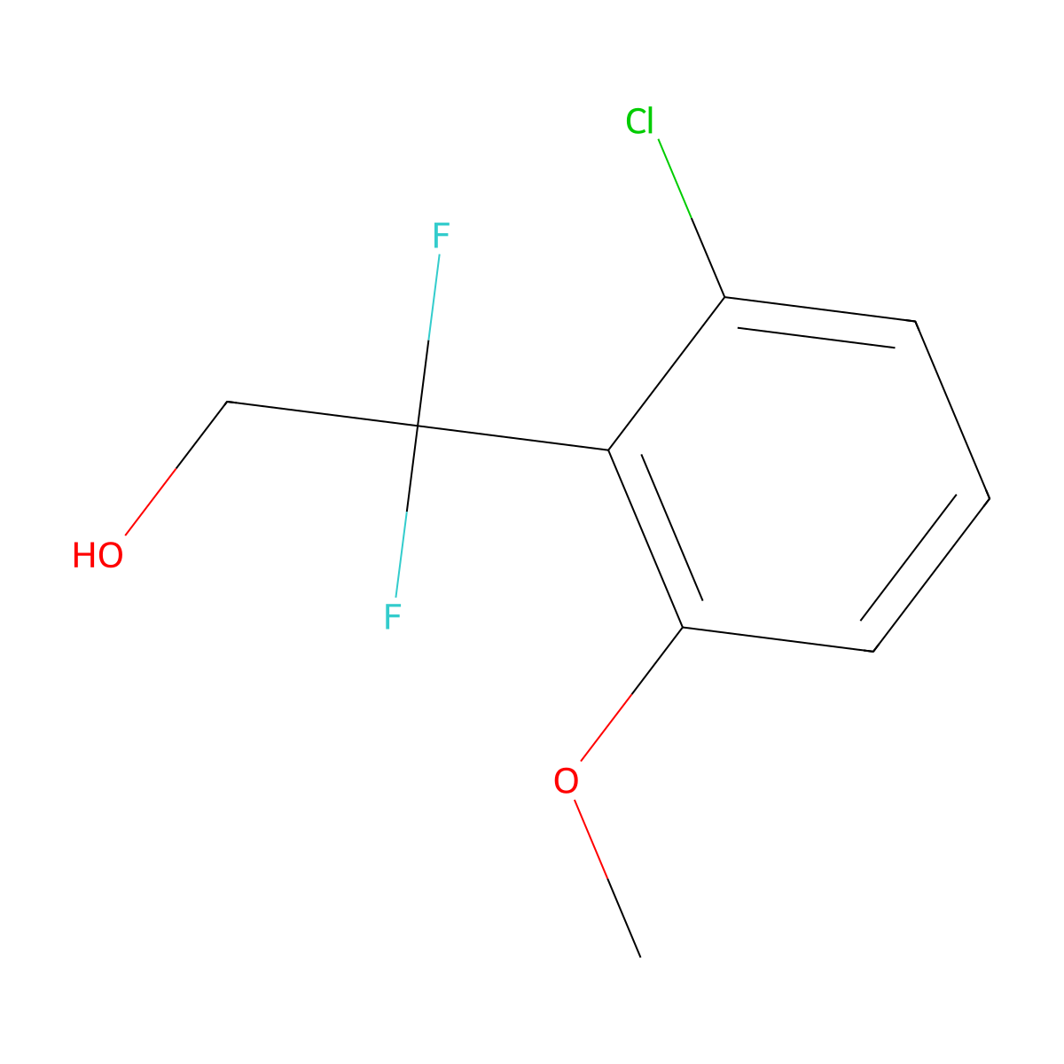 2-(2-Chloro-6-methoxyphenyl)-2,2-difluoroethan-1-ol molecular structure, CAS 2228140-30-3