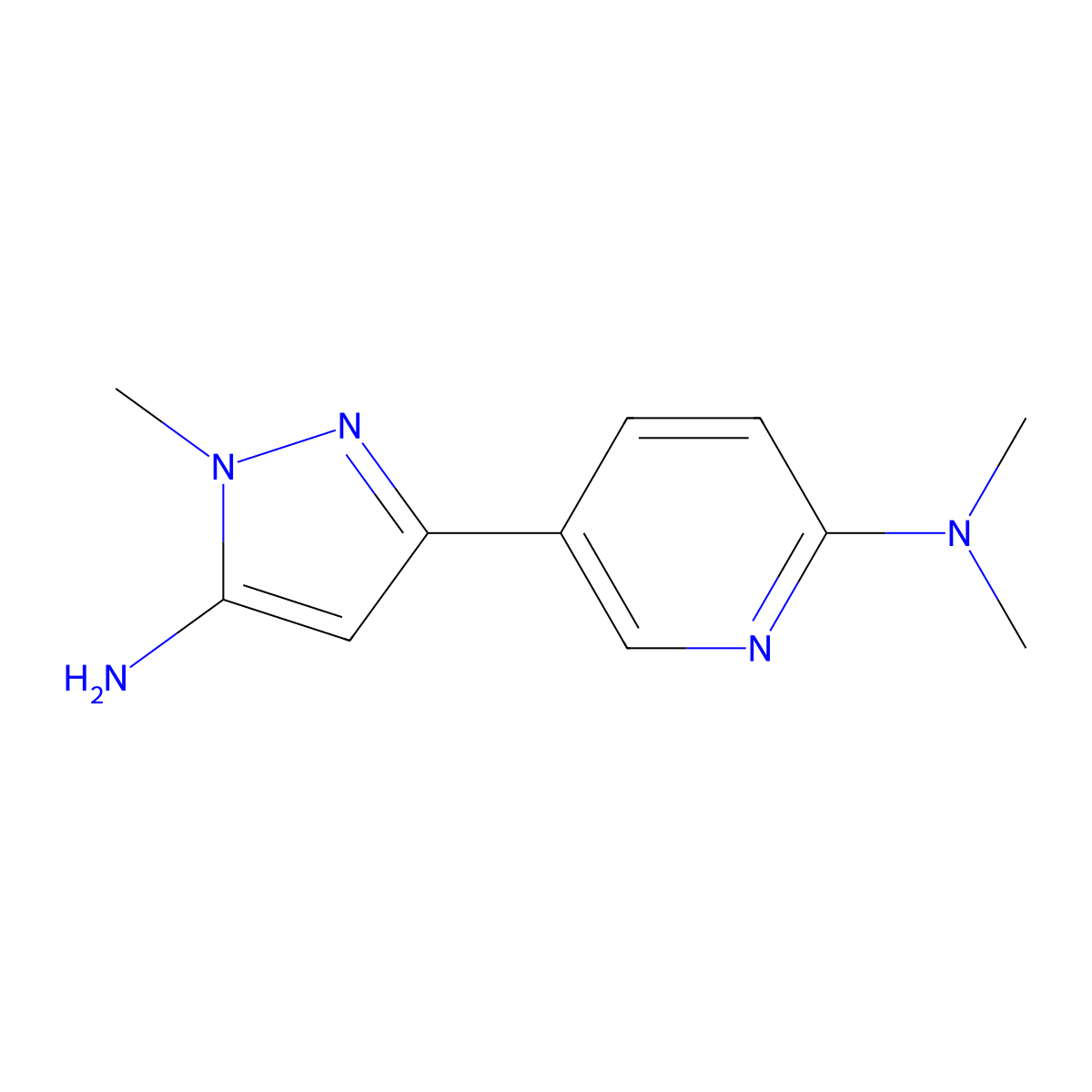 5-(5-amino-1-methyl-1H-pyrazol-3-yl)-N,N-dimethylpyridin-2-amine molecular structure, CAS 2228140-66-5