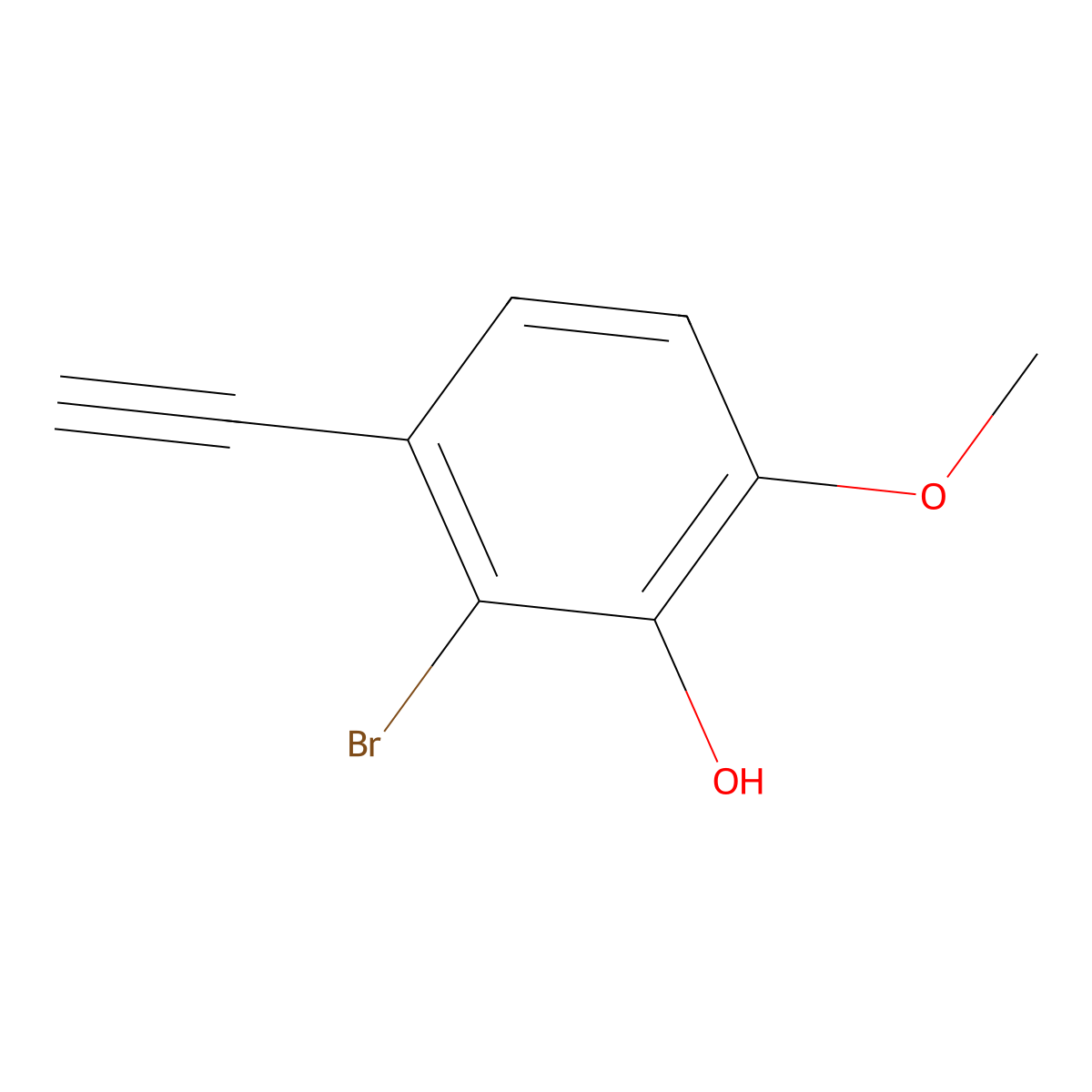 2-Bromo-3-ethynyl-6-methoxyphenol molecular structure, CAS 2228141-76-0