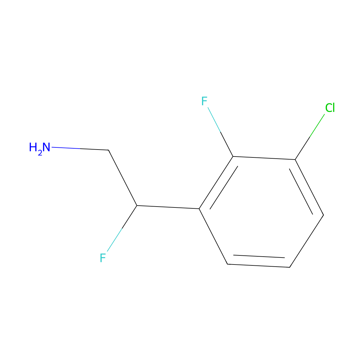 2-(3-Chloro-2-fluorophenyl)-2-fluoroethan-1-amine molecular structure, CAS 2228142-13-8