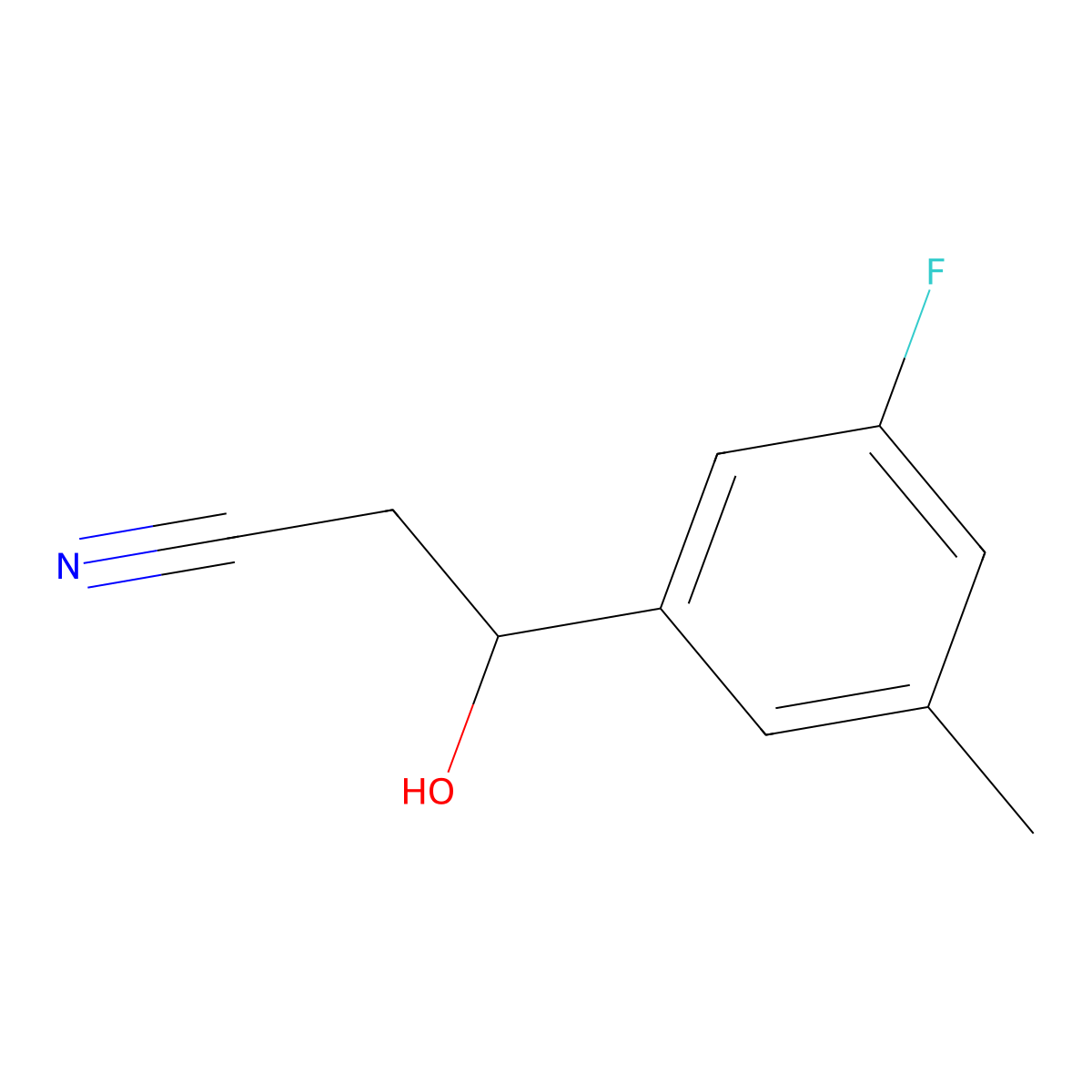 3-(3-Fluoro-5-methylphenyl)-3-hydroxypropanenitrile molecular structure, CAS 2228144-74-7