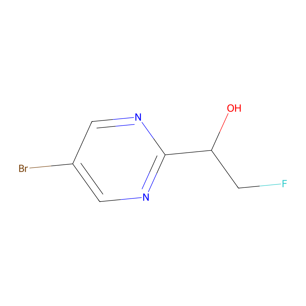 1-(5-Bromopyrimidin-2-yl)-2-fluoroethan-1-ol molecular structure, CAS 2228148-11-4