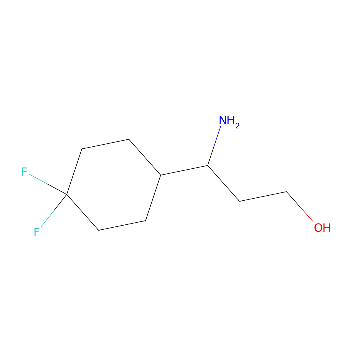 3-Amino-3-(4,4-difluorocyclohexyl)propan-1-ol molecular structure, CAS 2228149-00-4