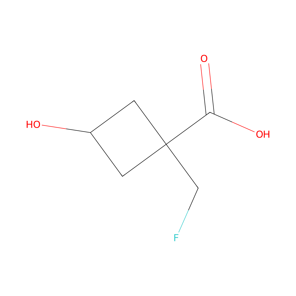 1-(Fluoromethyl)-3-hydroxycyclobutane-1-carboxylic acid molecular structure, CAS 2228149-54-8