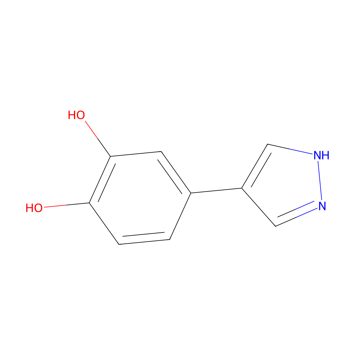 4-(1H-pyrazol-4-yl)benzene-1,2-diol molecular structure, CAS 2228150-14-7