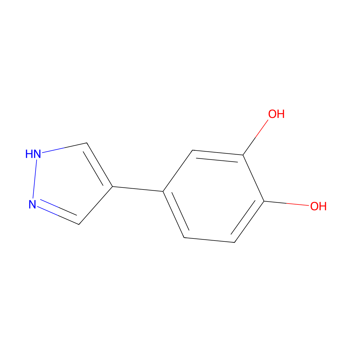 4-(1H-pyrazol-4-yl)benzene-1,2-diol molecular structure, CAS 2228150-14-7