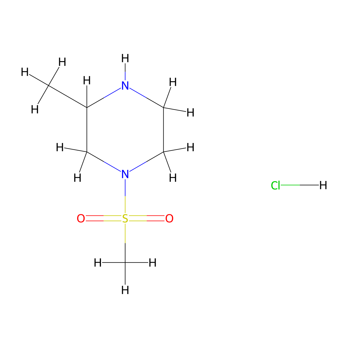 1-Methanesulfonyl-3-methylpiperazine hydrochloride molecular structure, CAS 2228152-55-2