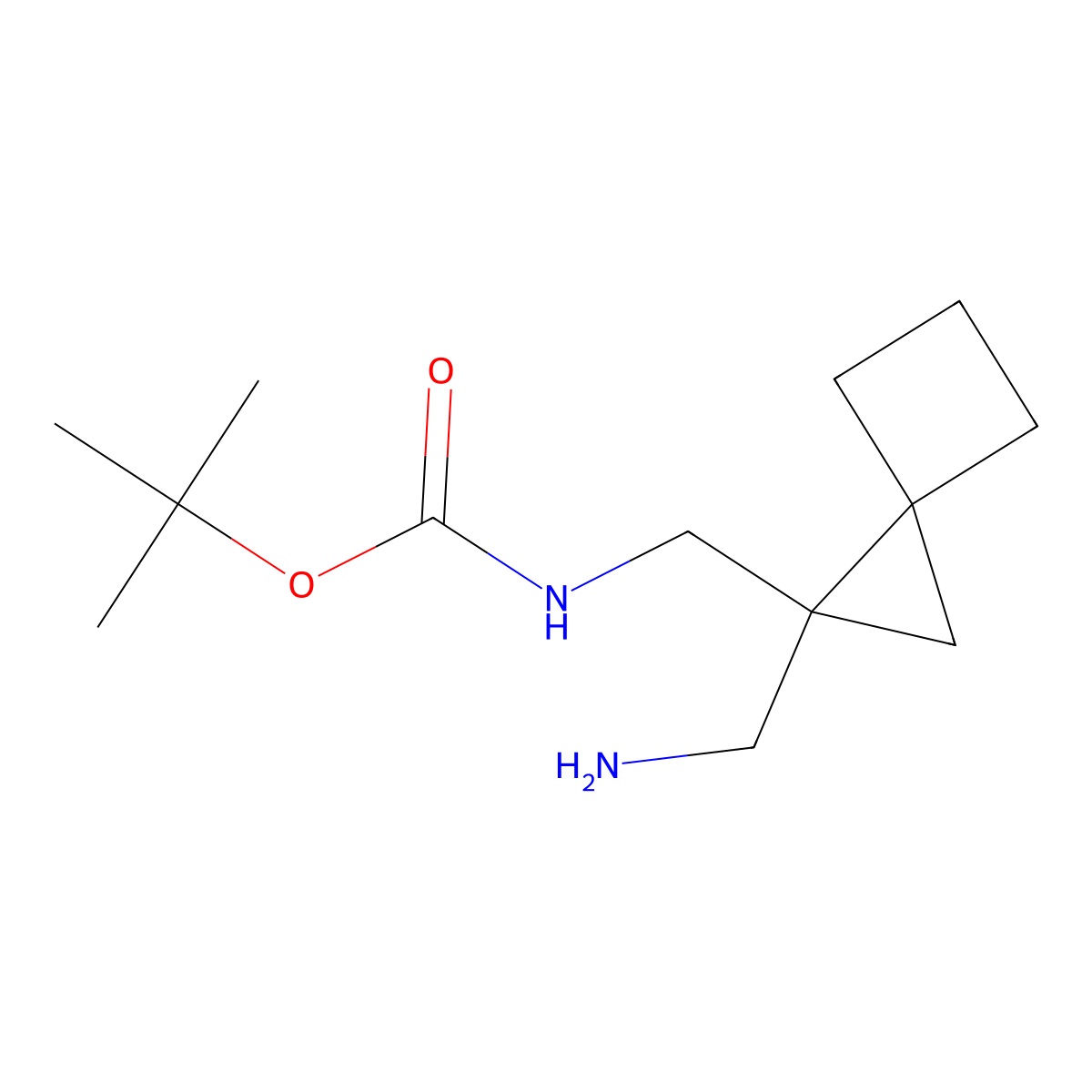 tert-butyl N-{[1-(aminomethyl)spiro[2.3]hexan-1-yl]methyl}carbamate molecular structure, CAS 2228153-22-6