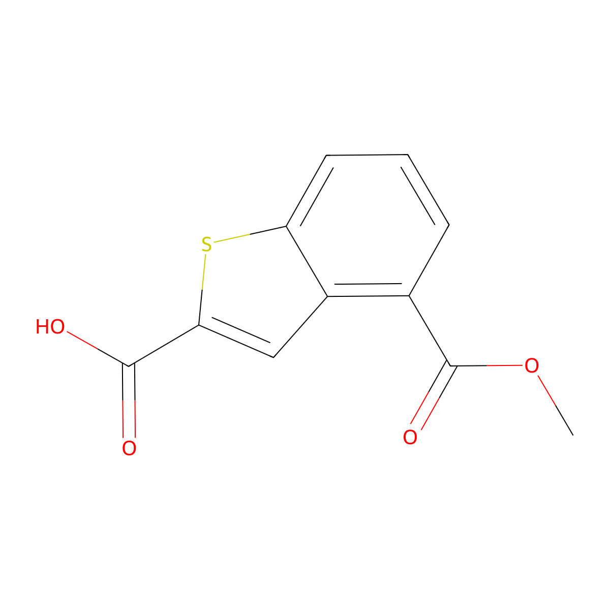 4-(Methoxycarbonyl)-1-benzothiophene-2-carboxylic acid molecular structure, CAS 2228153-34-0