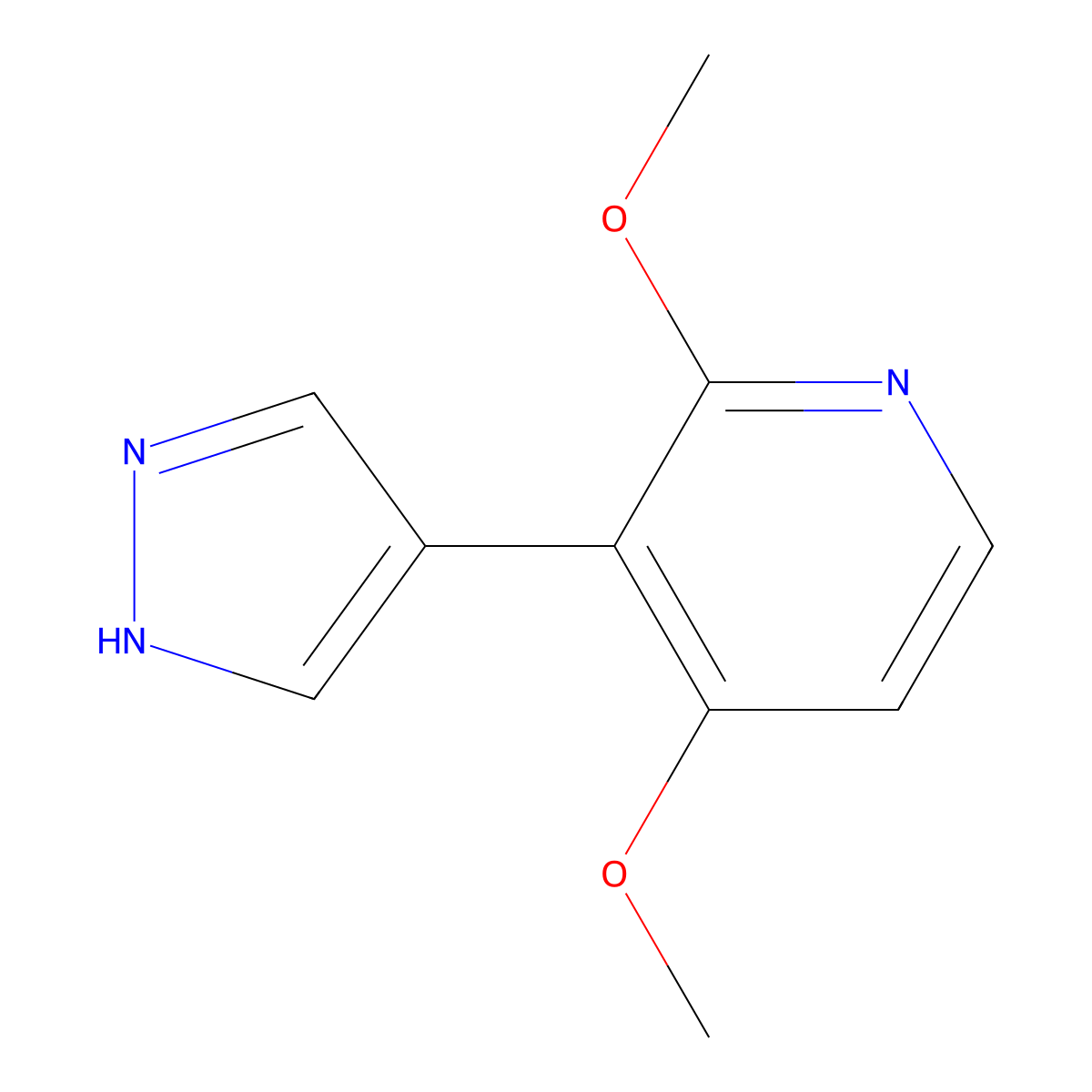 2,4-dimethoxy-3-(1H-pyrazol-4-yl)pyridine molecular structure, CAS 2228153-73-7