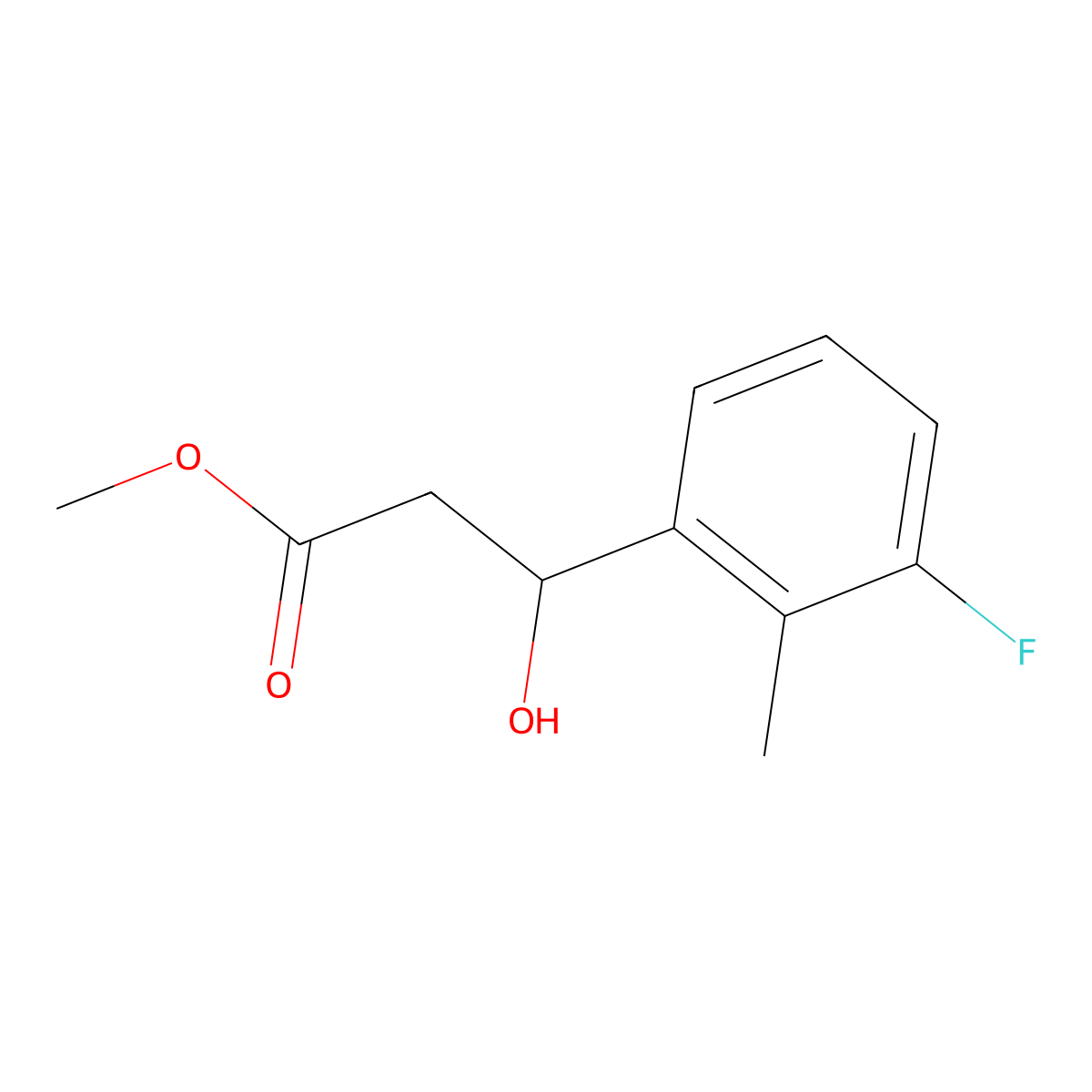 Methyl 3-(3-fluoro-2-methylphenyl)-3-hydroxypropanoate molecular structure, CAS 2228156-34-9