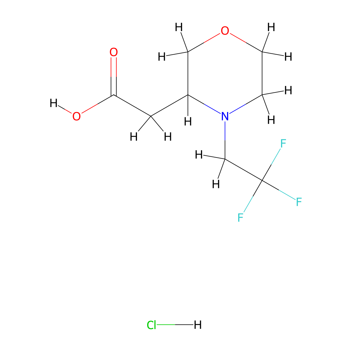 2-(4-(2,2,2-Trifluoroethyl)morpholin-3-yl)acetic acid hydrochloride molecular structure, CAS 2228156-49-6