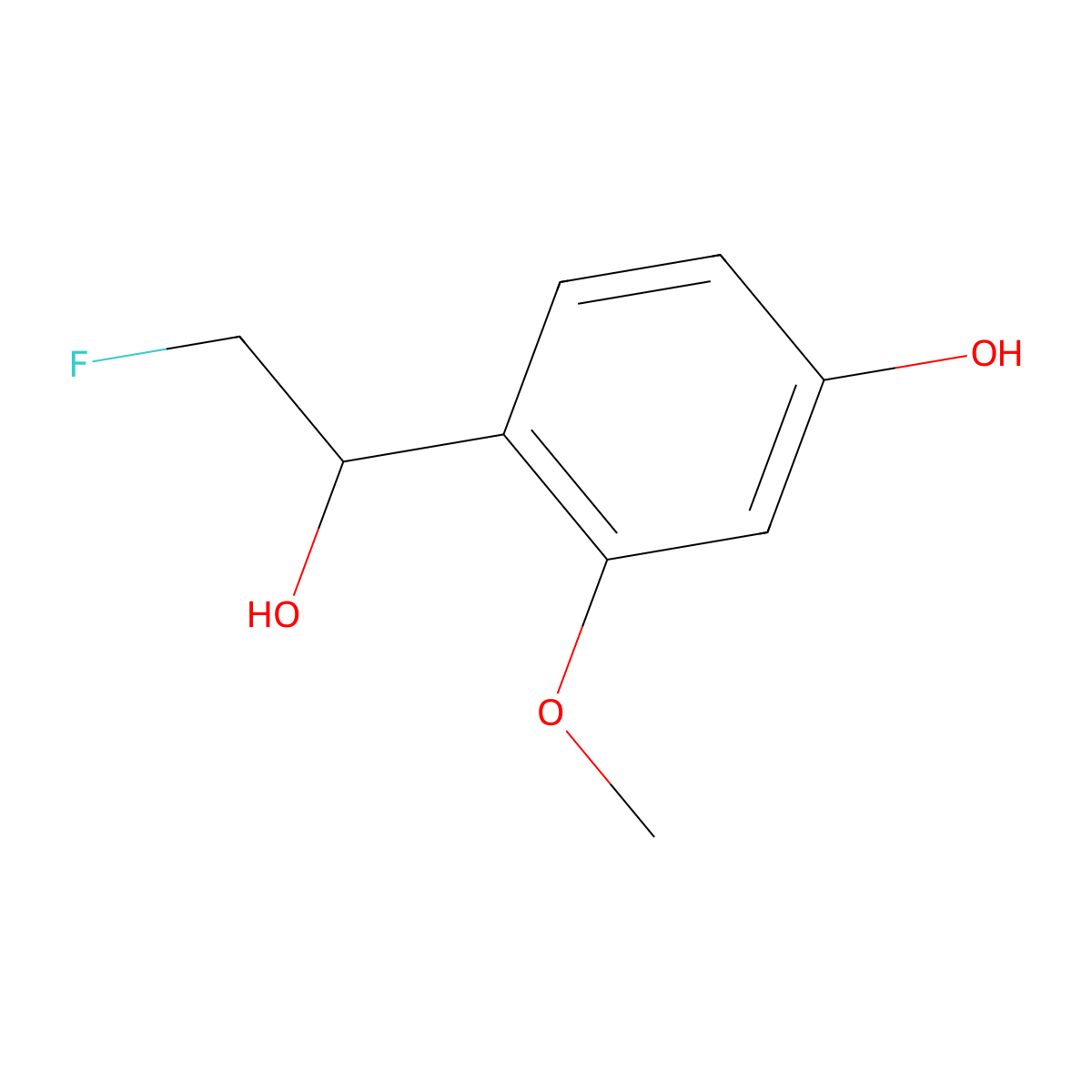 4-(2-Fluoro-1-hydroxyethyl)-3-methoxyphenol molecular structure, CAS 2228156-63-4