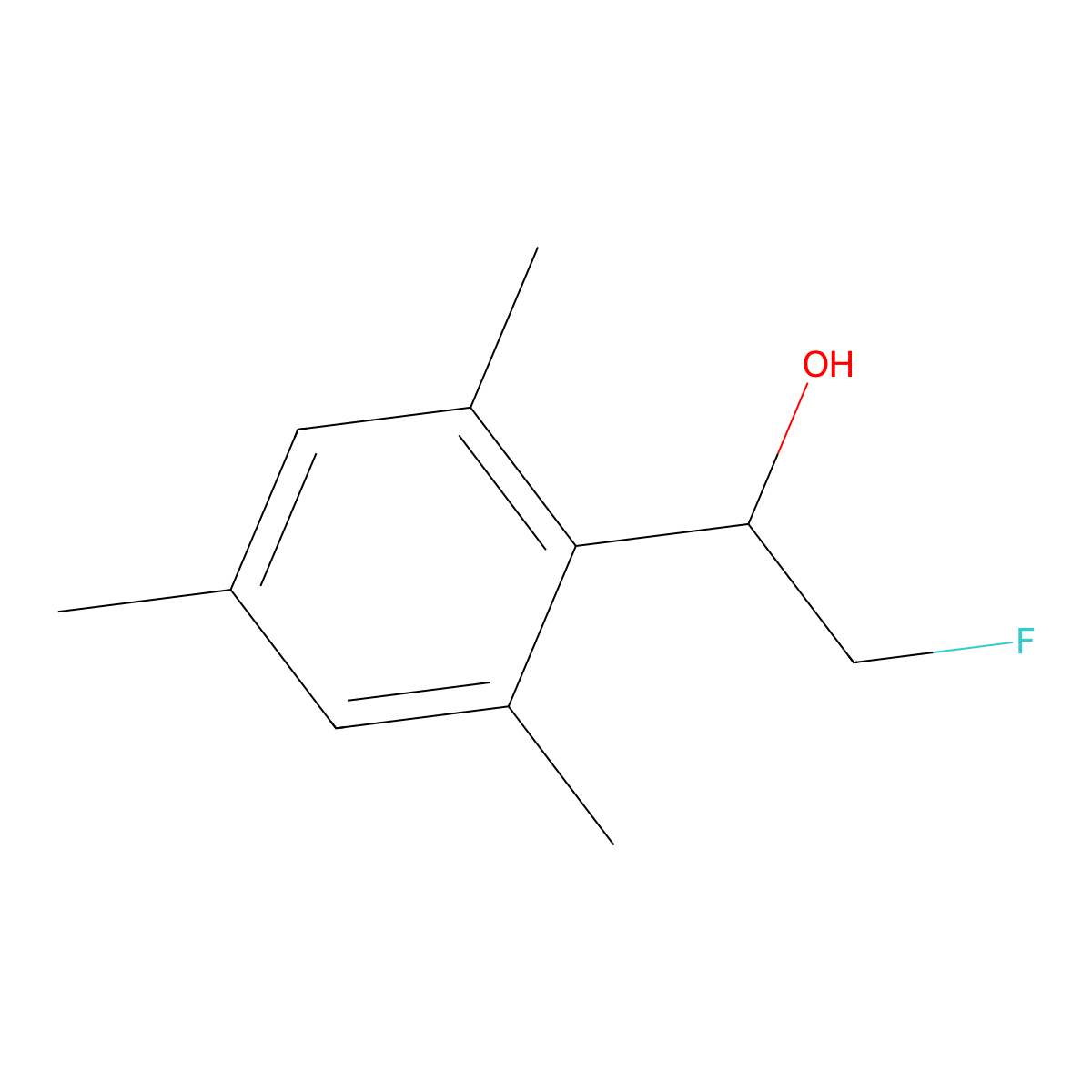 2-Fluoro-1-(2,4,6-trimethylphenyl)ethan-1-ol molecular structure, CAS 2228157-31-9