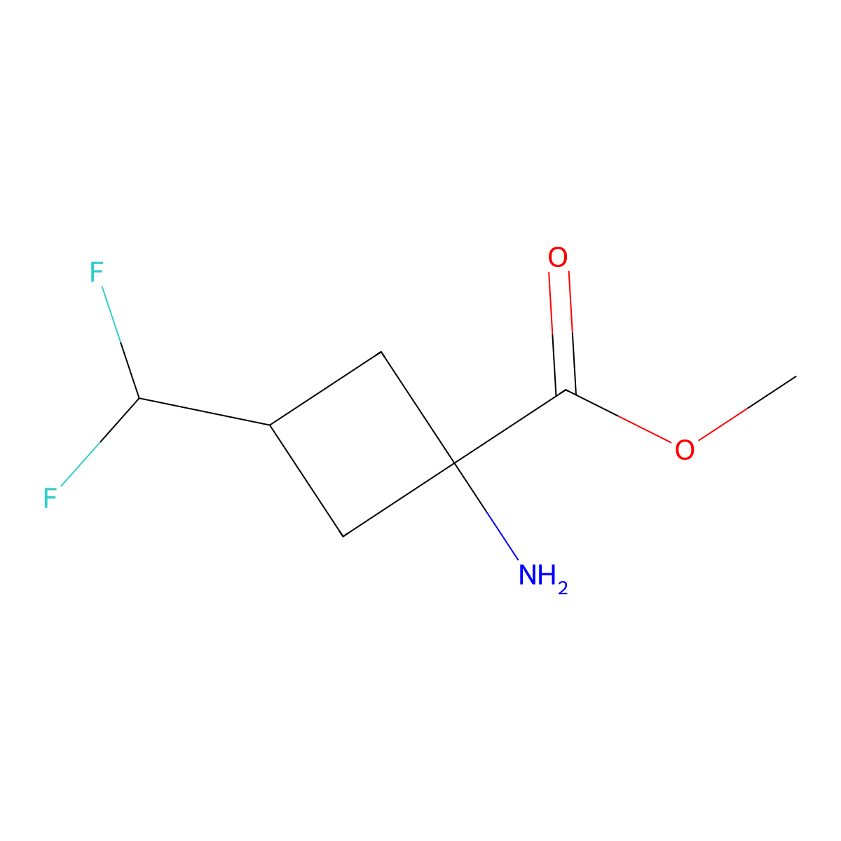 Methyl 1-amino-3-(difluoromethyl)cyclobutane-1-carboxylate molecular structure, CAS 2228157-60-4