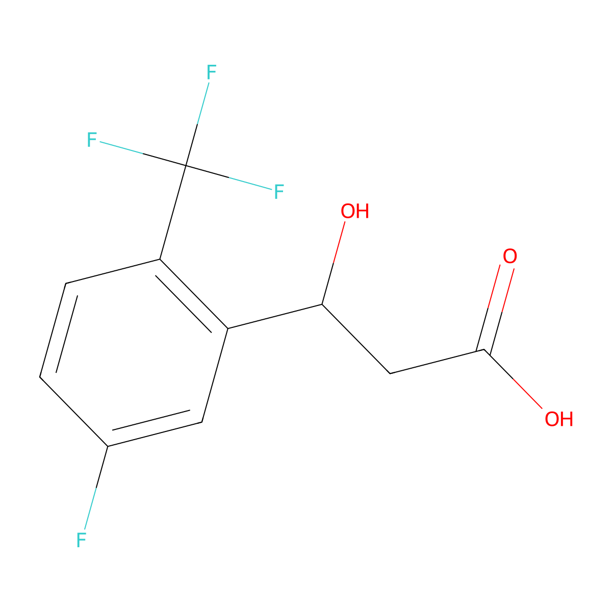 3-[5-Fluoro-2-(trifluoromethyl)phenyl]-3-hydroxypropanoic acid molecular structure, CAS 2228158-24-3