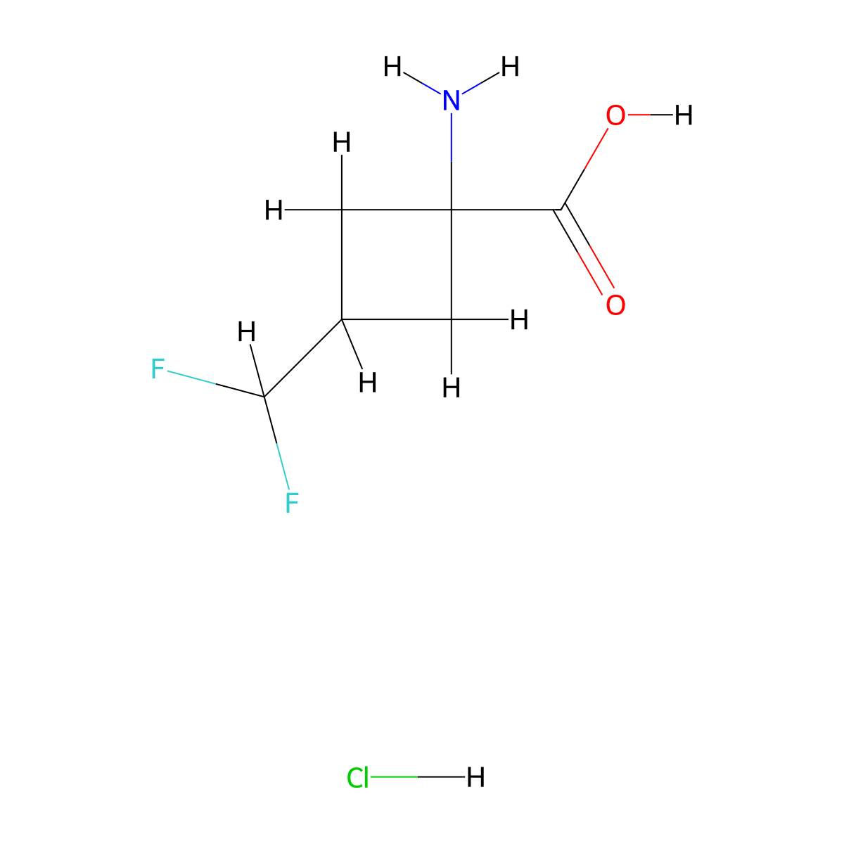 1-Amino-3-(difluoromethyl)cyclobutane-1-carboxylic acid hydrochloride molecular structure, CAS 2228158-73-2