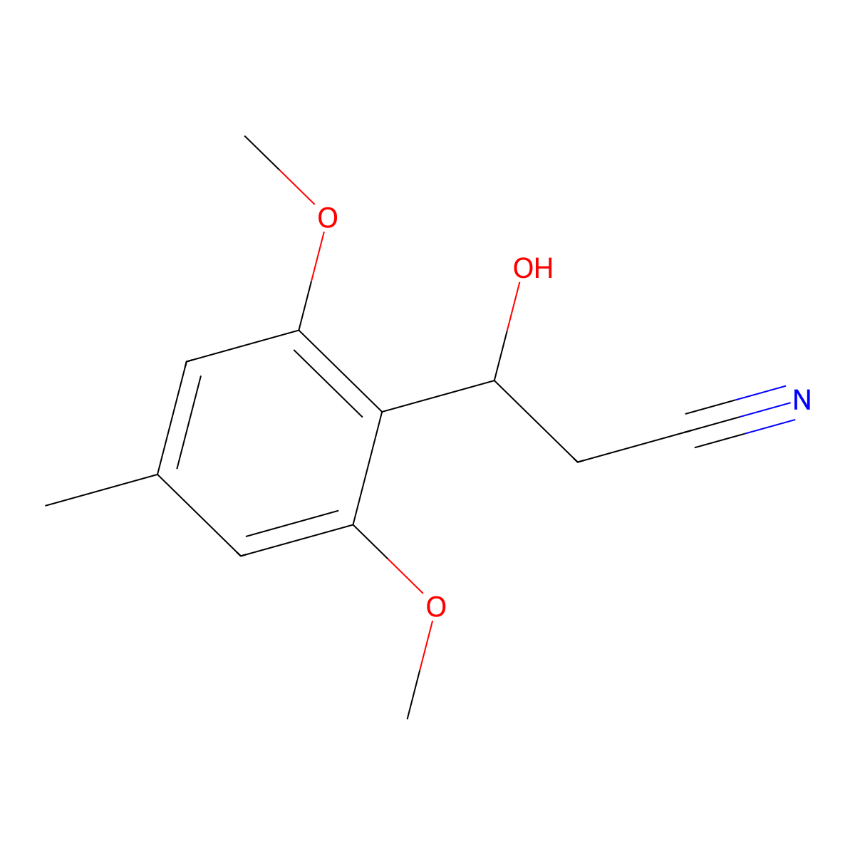 3-(2,6-Dimethoxy-4-methylphenyl)-3-hydroxypropanenitrile molecular structure, CAS 2228159-62-2