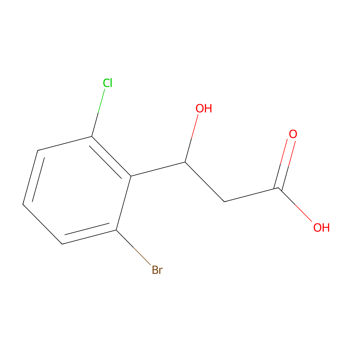 3-(2-Bromo-6-chlorophenyl)-3-hydroxypropanoic acid molecular structure, CAS 2228159-81-5