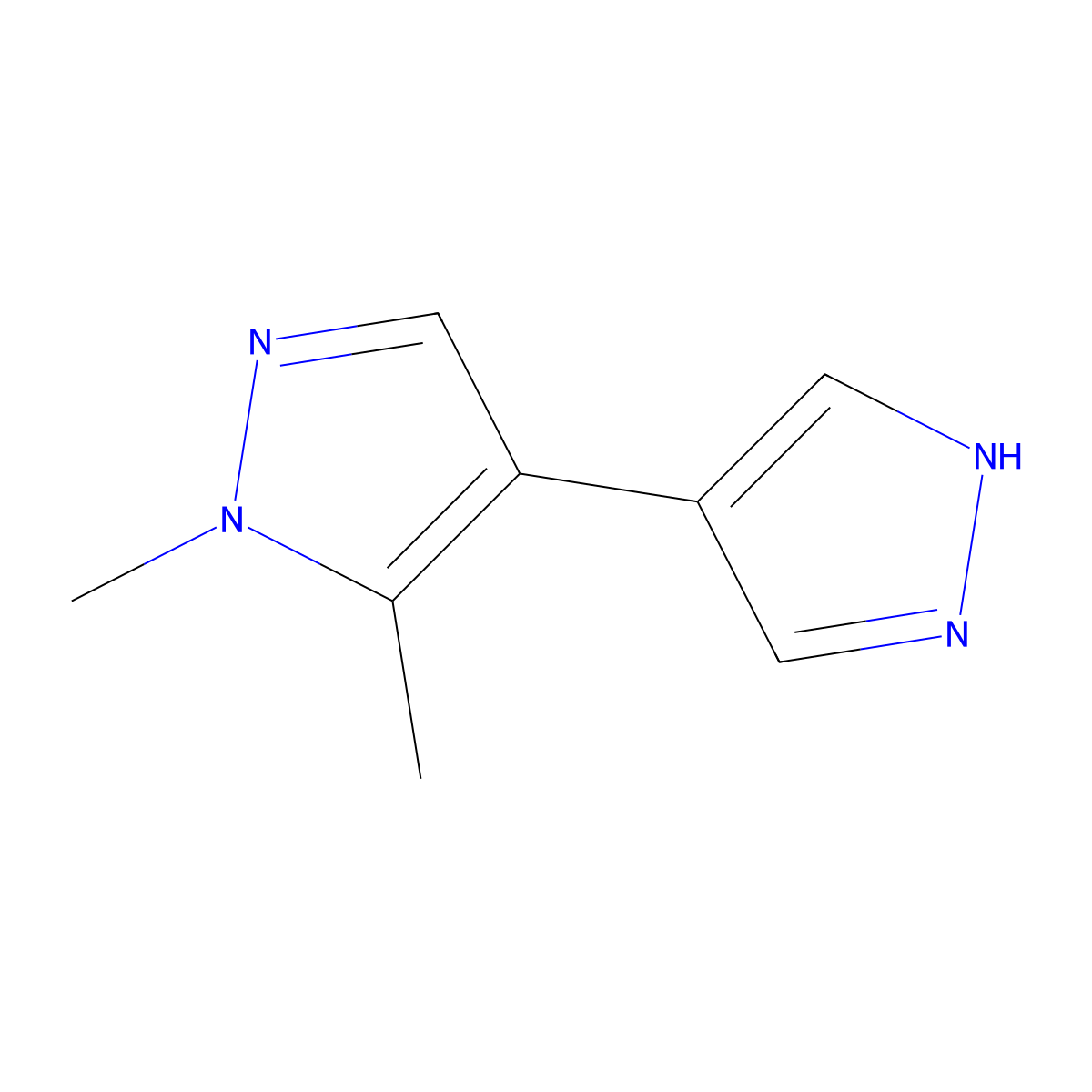 1,5-dimethyl-4-(1H-pyrazol-4-yl)-1H-pyrazole molecular structure, CAS 2228159-89-3