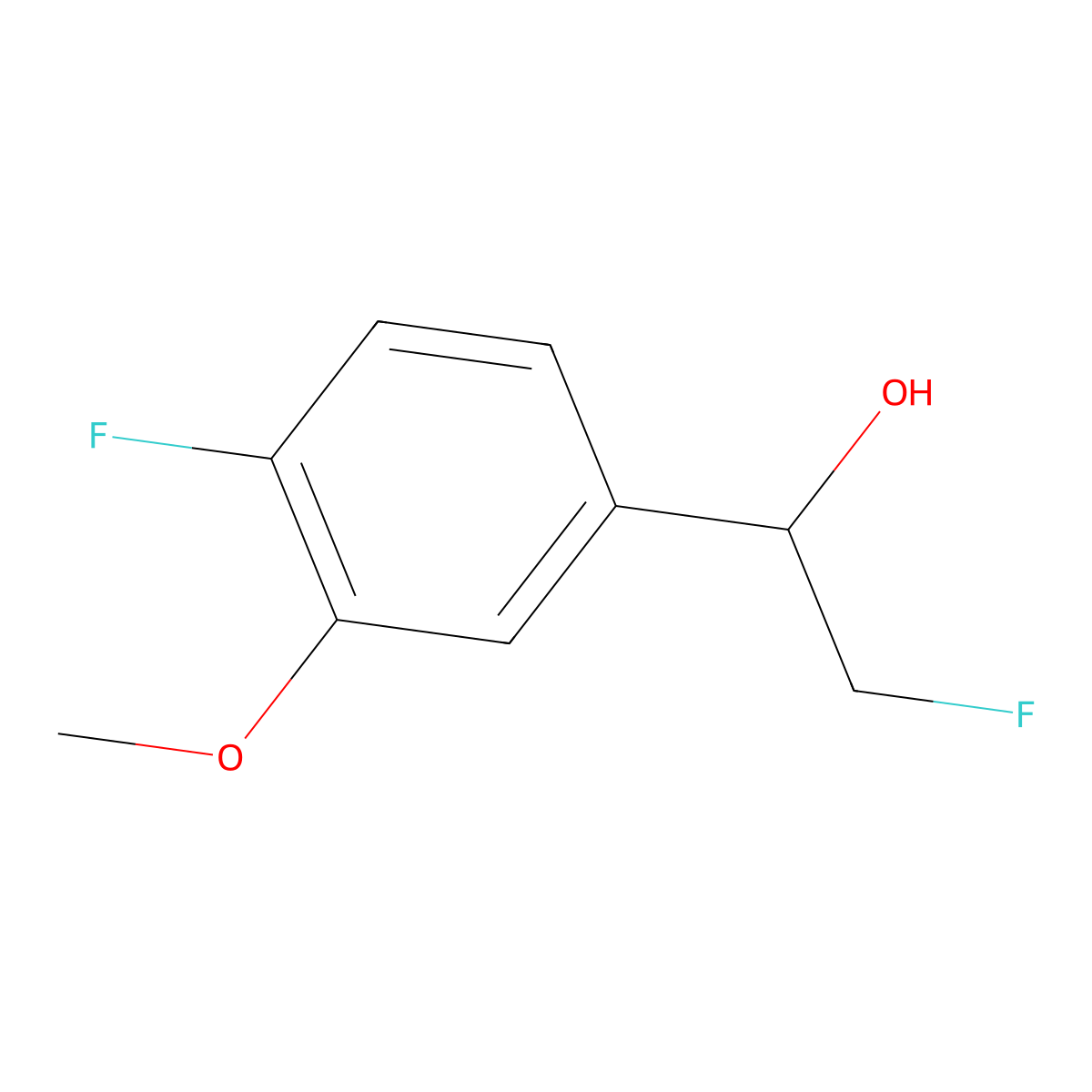 2-Fluoro-1-(4-fluoro-3-methoxyphenyl)ethan-1-ol molecular structure, CAS 2228161-01-9