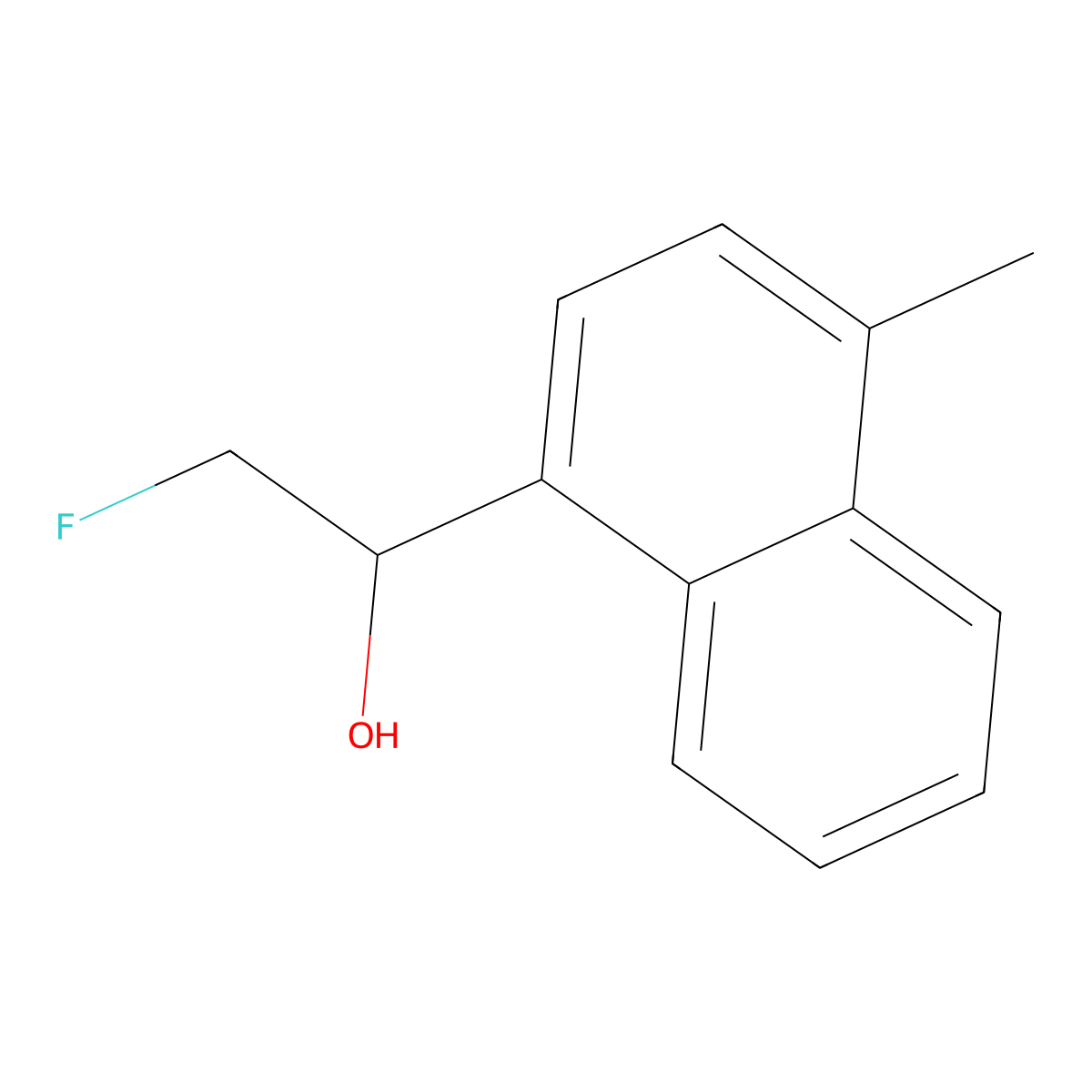 2-Fluoro-1-(4-methylnaphthalen-1-yl)ethan-1-ol molecular structure, CAS 2228161-34-8