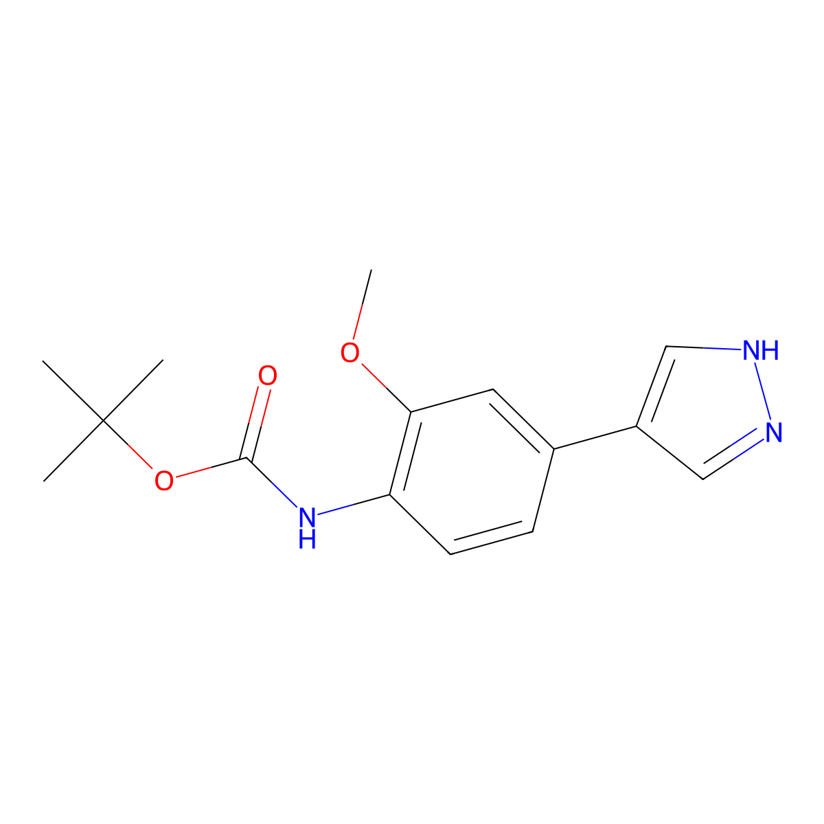 tert-butyl N-[2-methoxy-4-(1H-pyrazol-4-yl)phenyl]carbamate molecular structure, CAS 2228162-07-8