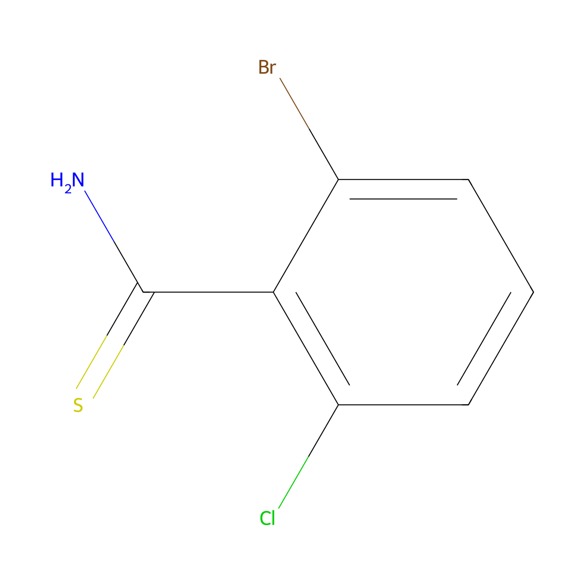 2-Bromo-6-chlorobenzene-1-carbothioamide molecular structure, CAS 2228162-69-2