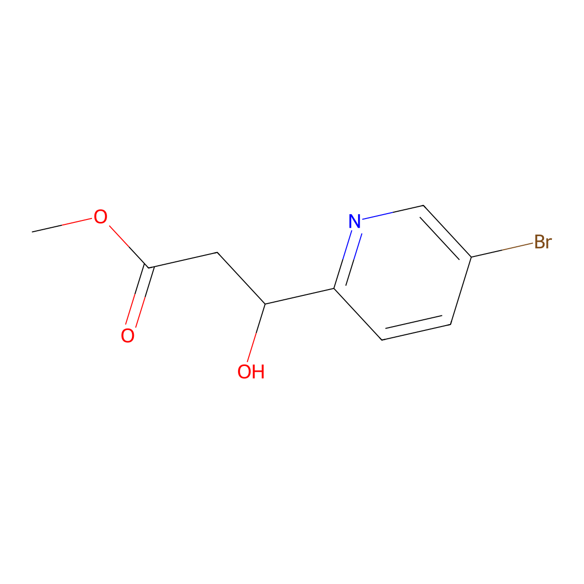 Methyl 3-(5-bromopyridin-2-yl)-3-hydroxypropanoate molecular structure, CAS 2228165-32-8
