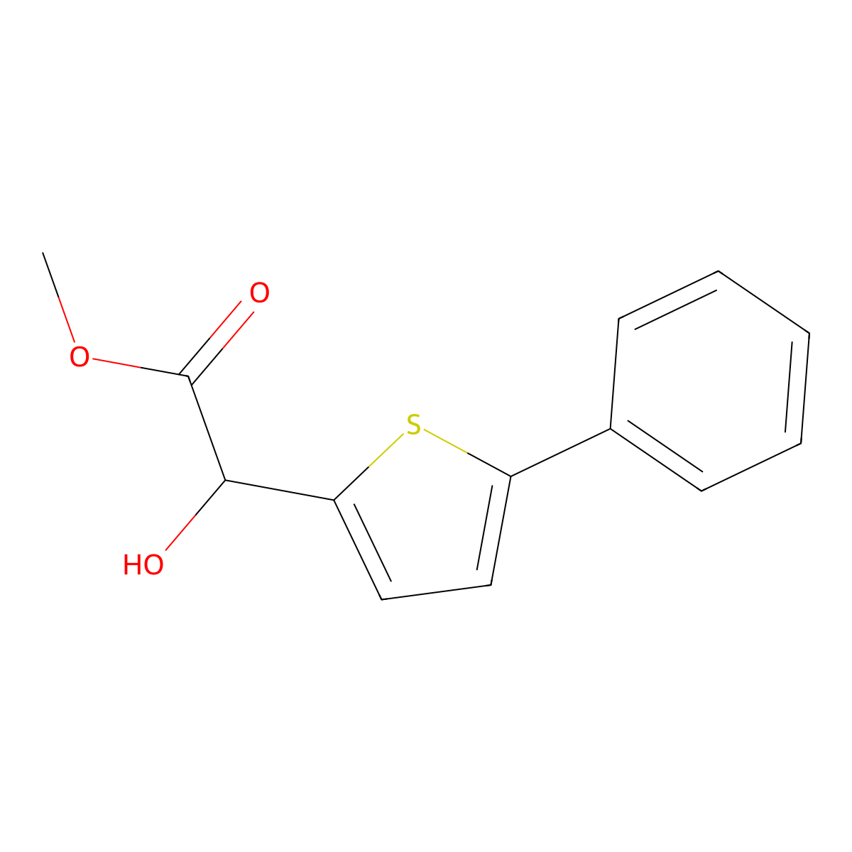 Methyl 2-hydroxy-2-(5-phenylthiophen-2-yl)acetate molecular structure, CAS 2228166-01-4