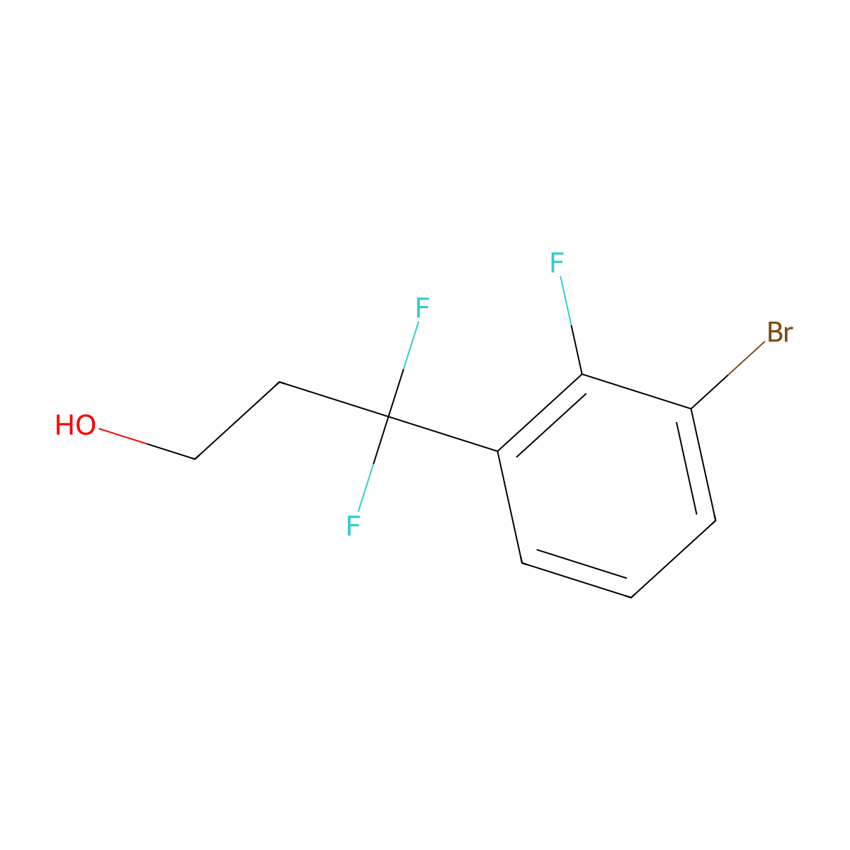 3-(3-Bromo-2-fluorophenyl)-3,3-difluoropropan-1-ol molecular structure, CAS 2228166-35-4