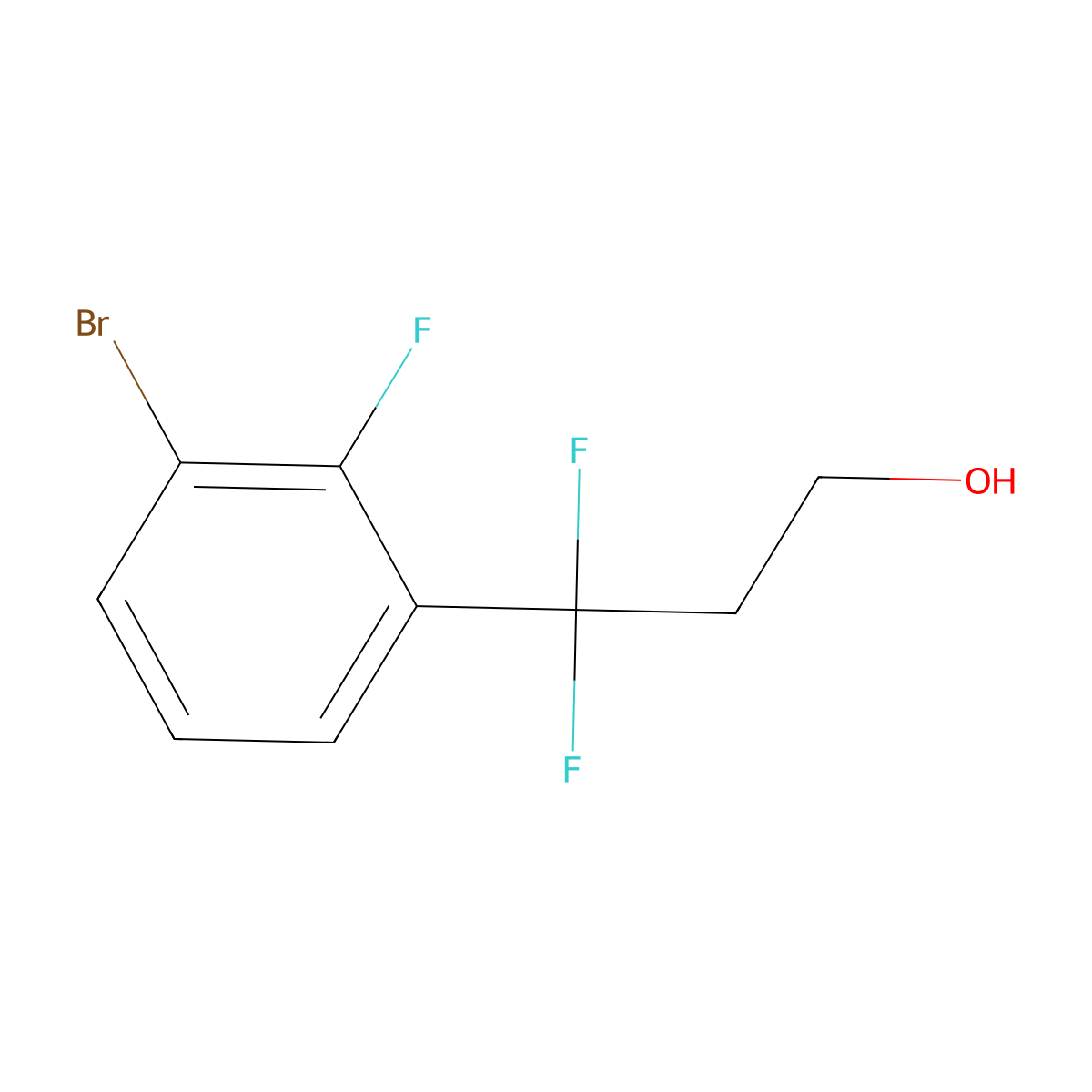 3-(3-Bromo-2-fluorophenyl)-3,3-difluoropropan-1-ol molecular structure, CAS 2228166-35-4