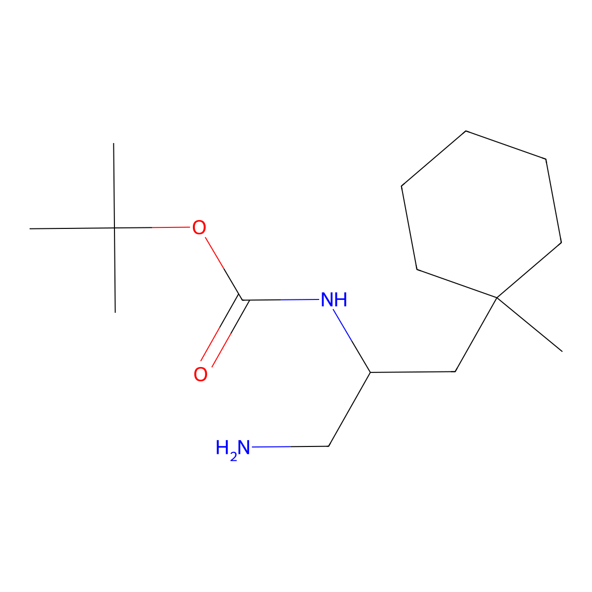 tert-butyl N-[1-amino-3-(1-methylcyclohexyl)propan-2-yl]carbamate molecular structure, CAS 2228167-27-7