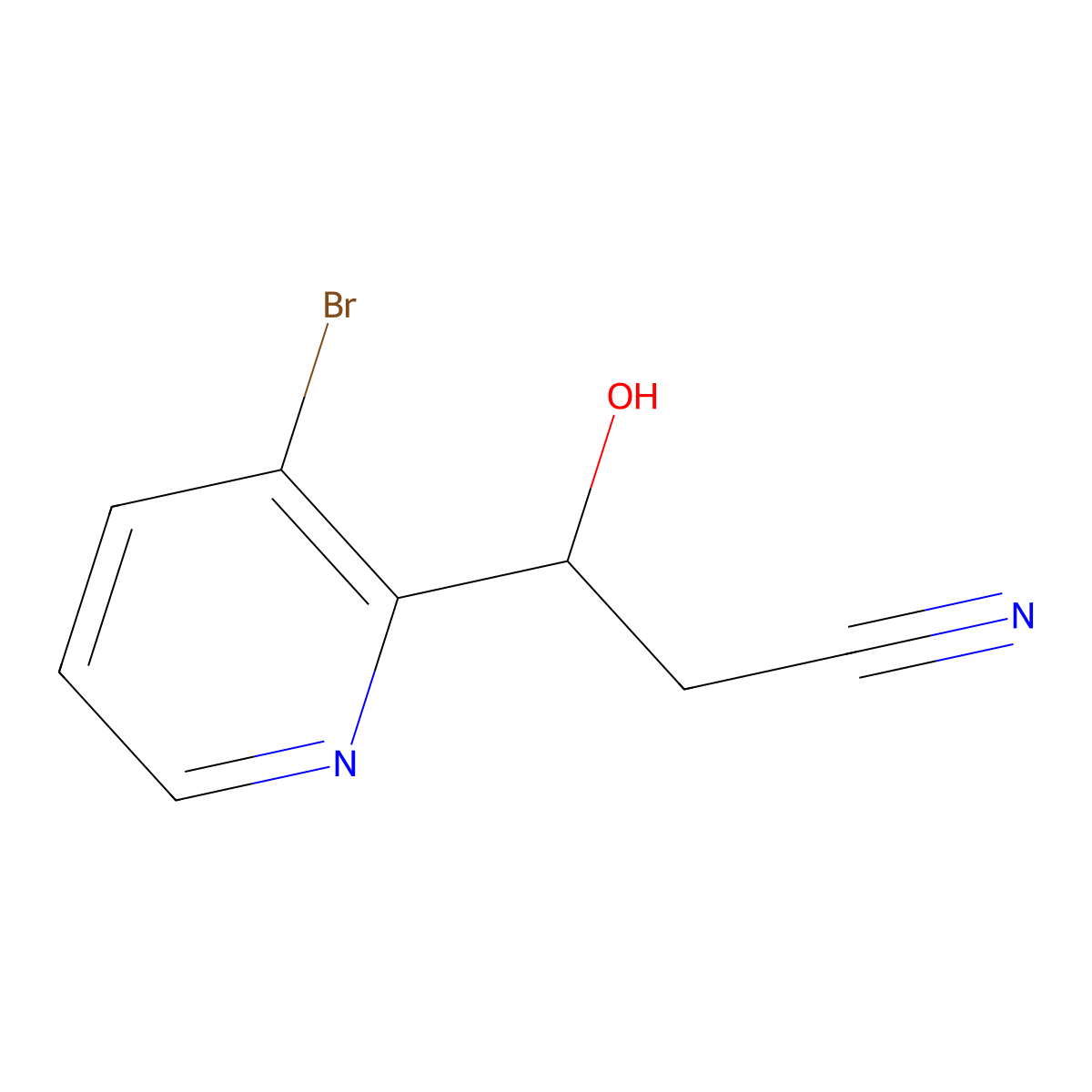 3-(3-Bromopyridin-2-yl)-3-hydroxypropanenitrile molecular structure, CAS 2228170-24-7