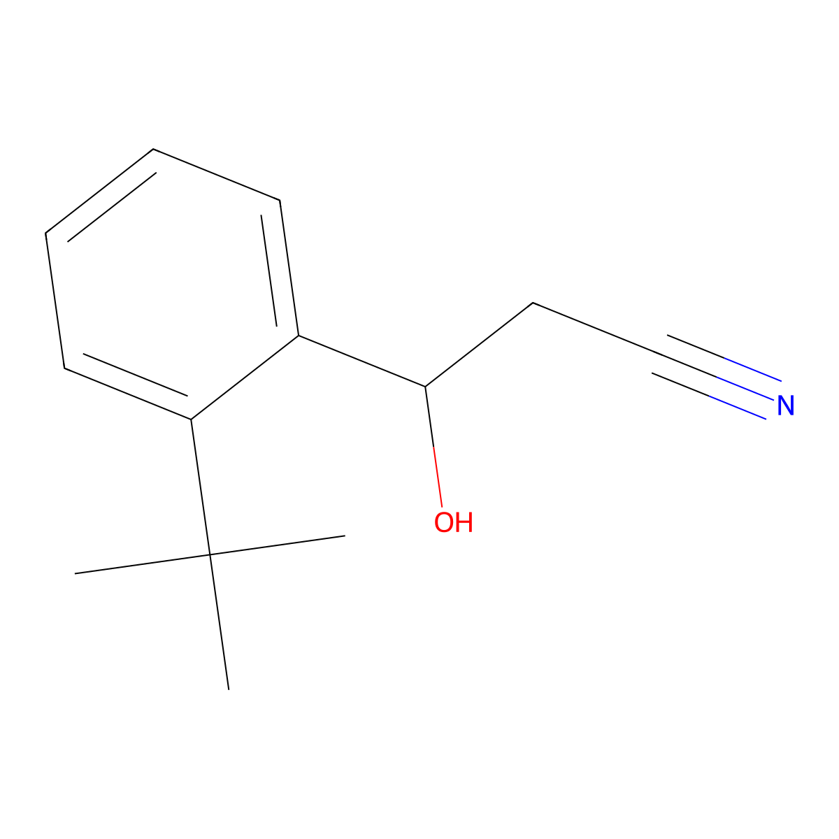 3-(2-Tert-butylphenyl)-3-hydroxypropanenitrile molecular structure, CAS 2228172-70-9