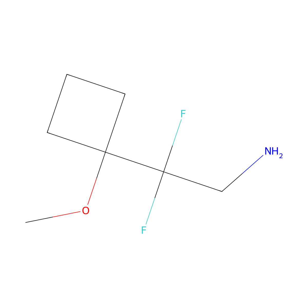 2,2-Difluoro-2-(1-methoxycyclobutyl)ethan-1-amine molecular structure, CAS 2228174-92-1