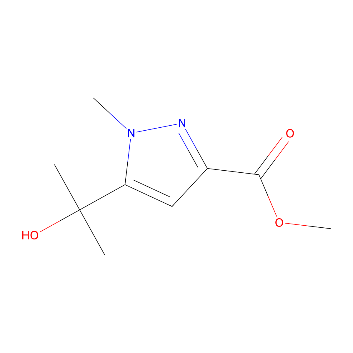 methyl 5-(2-hydroxypropan-2-yl)-1-methyl-1H-pyrazole-3-carboxylate molecular structure, CAS 2228175-65-1