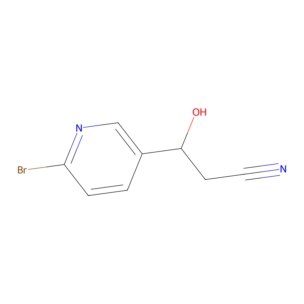 3-(6-Bromopyridin-3-yl)-3-hydroxypropanenitrile molecular structure, CAS 2228177-12-4
