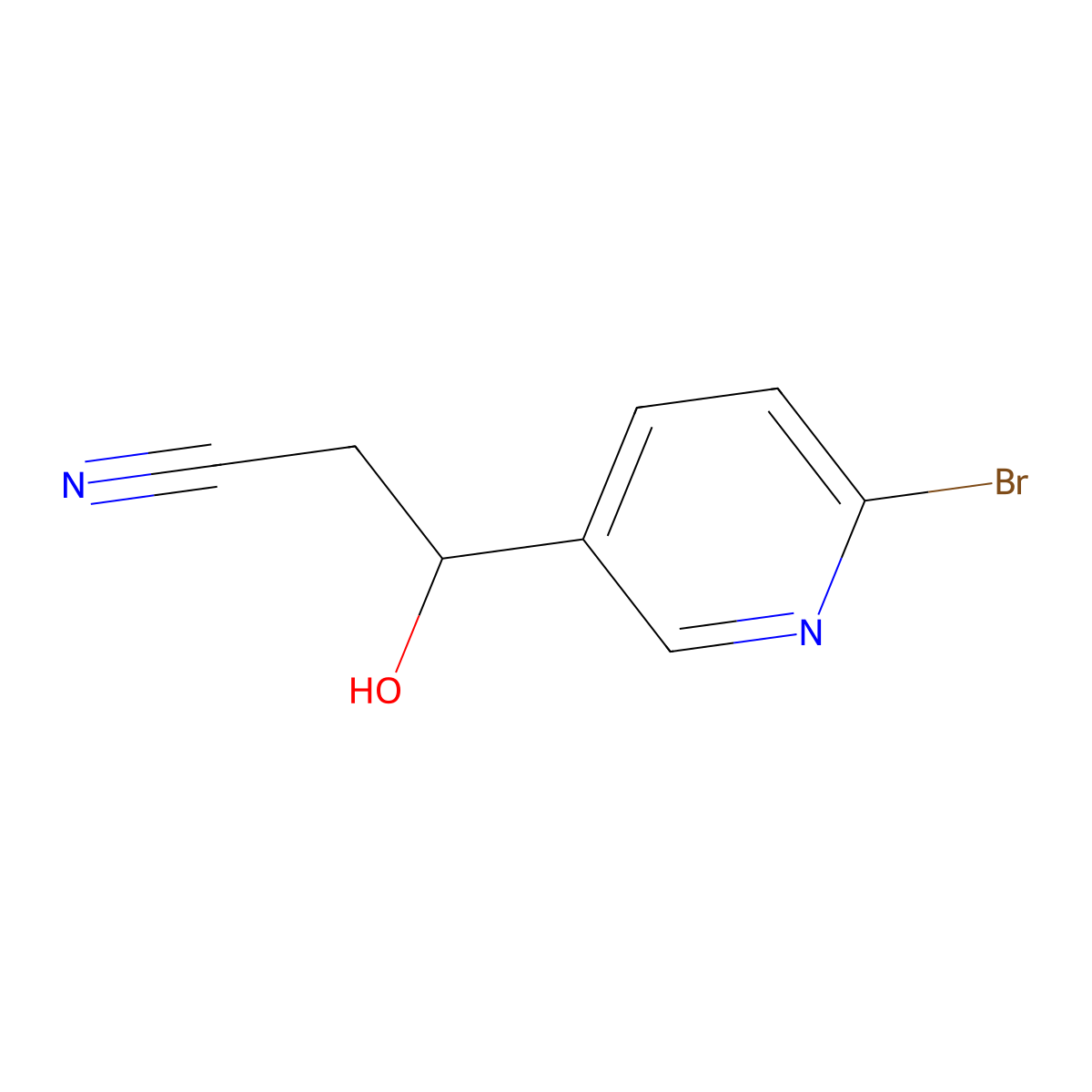 3-(6-Bromopyridin-3-yl)-3-hydroxypropanenitrile molecular structure, CAS 2228177-12-4