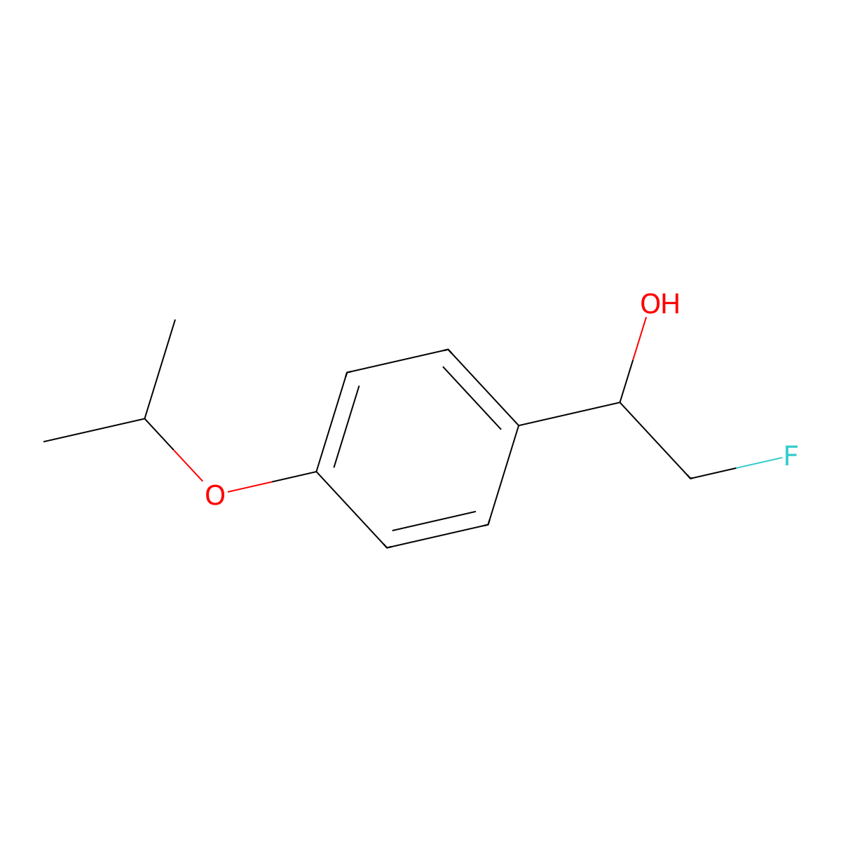 2-Fluoro-1-[4-(propan-2-yloxy)phenyl]ethan-1-ol molecular structure, CAS 2228177-54-4