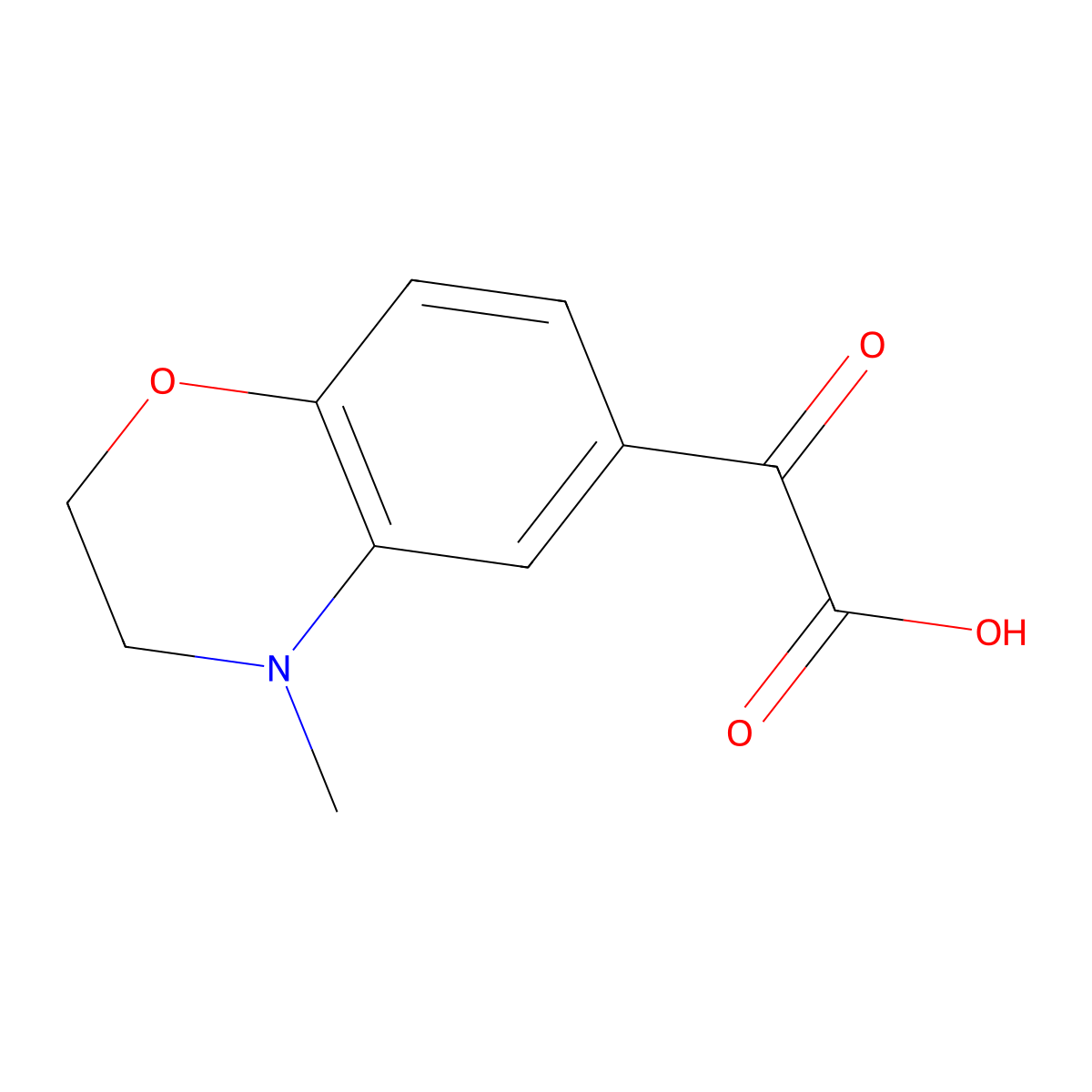 2-(4-methyl-3,4-dihydro-2H-1,4-benzoxazin-6-yl)-2-oxoacetic acid molecular structure, CAS 2228177-88-4