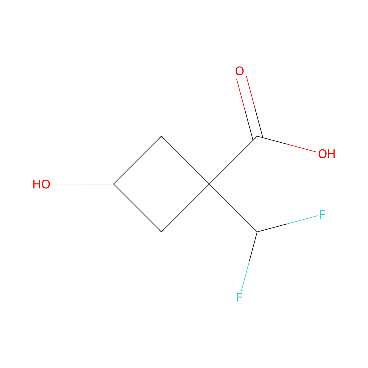 1-(Difluoromethyl)-3-hydroxycyclobutanecarboxylic acid molecular structure, CAS 2228177-93-1