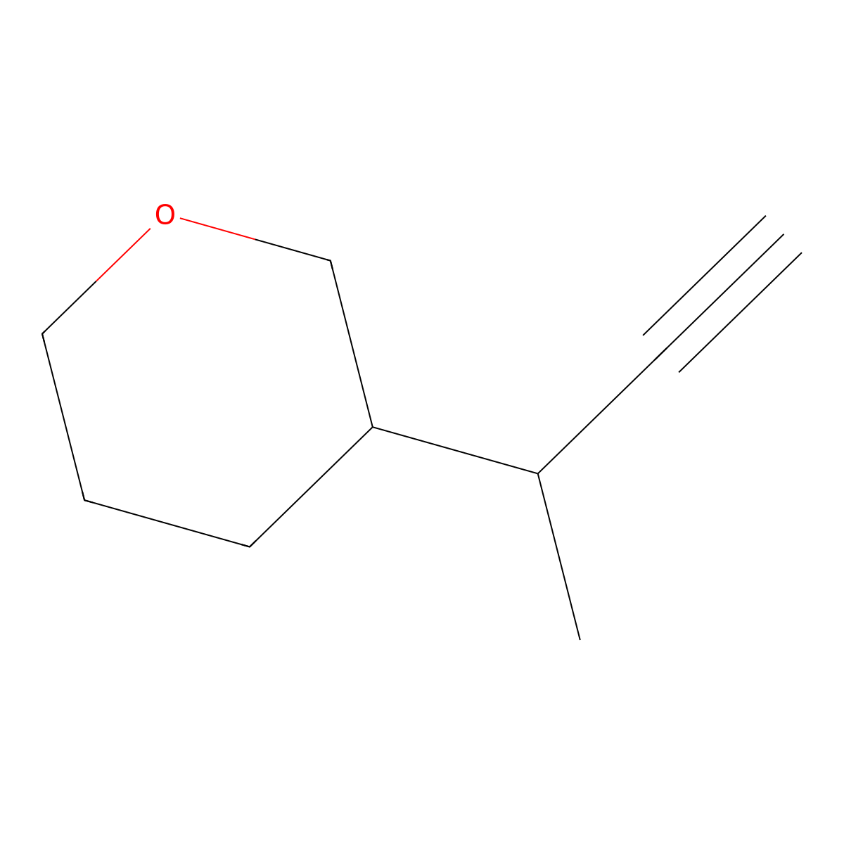 3-(But-3-yn-2-yl)oxane molecular structure, CAS 2228178-50-3