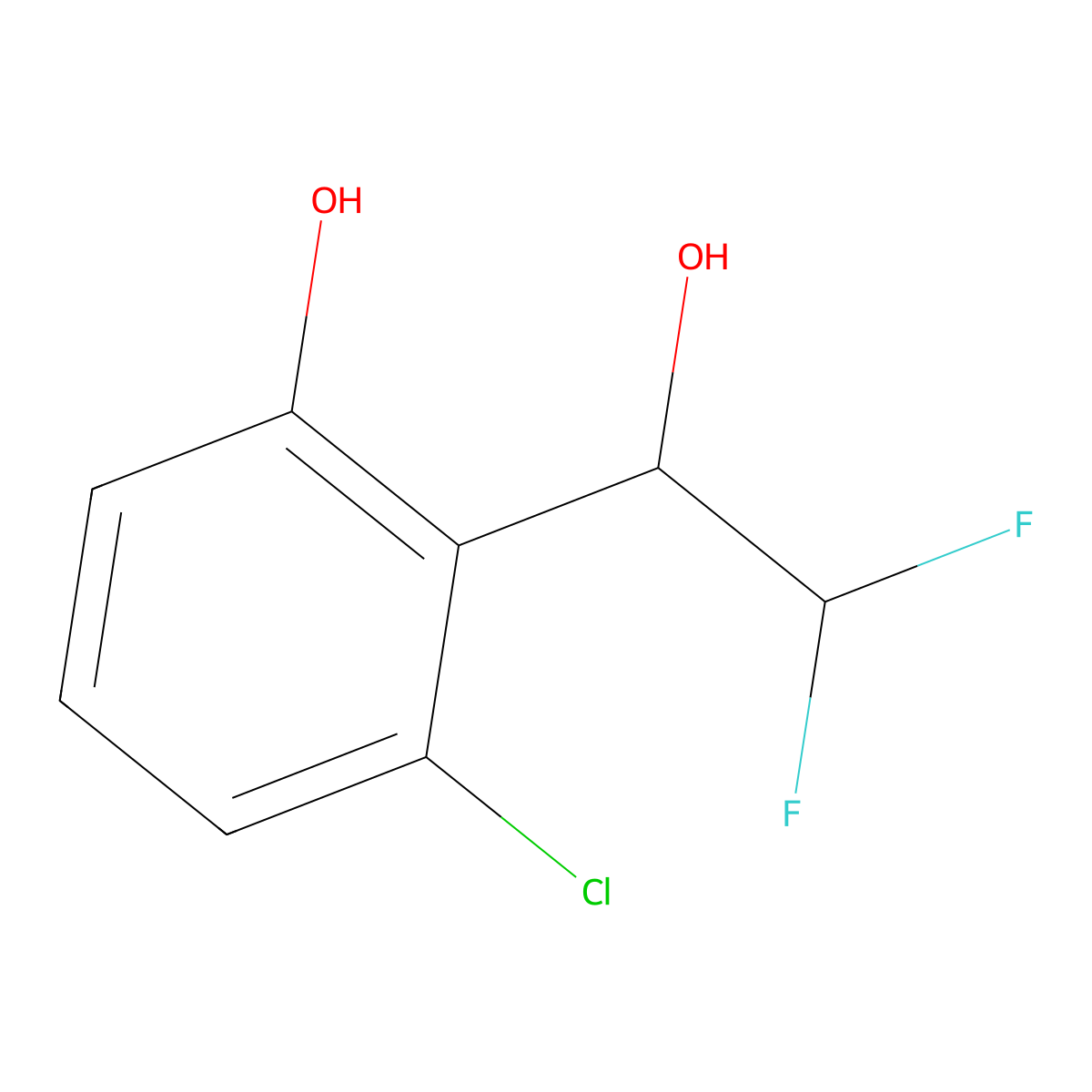 3-Chloro-2-(2,2-difluoro-1-hydroxyethyl)phenol molecular structure, CAS 2228178-75-2