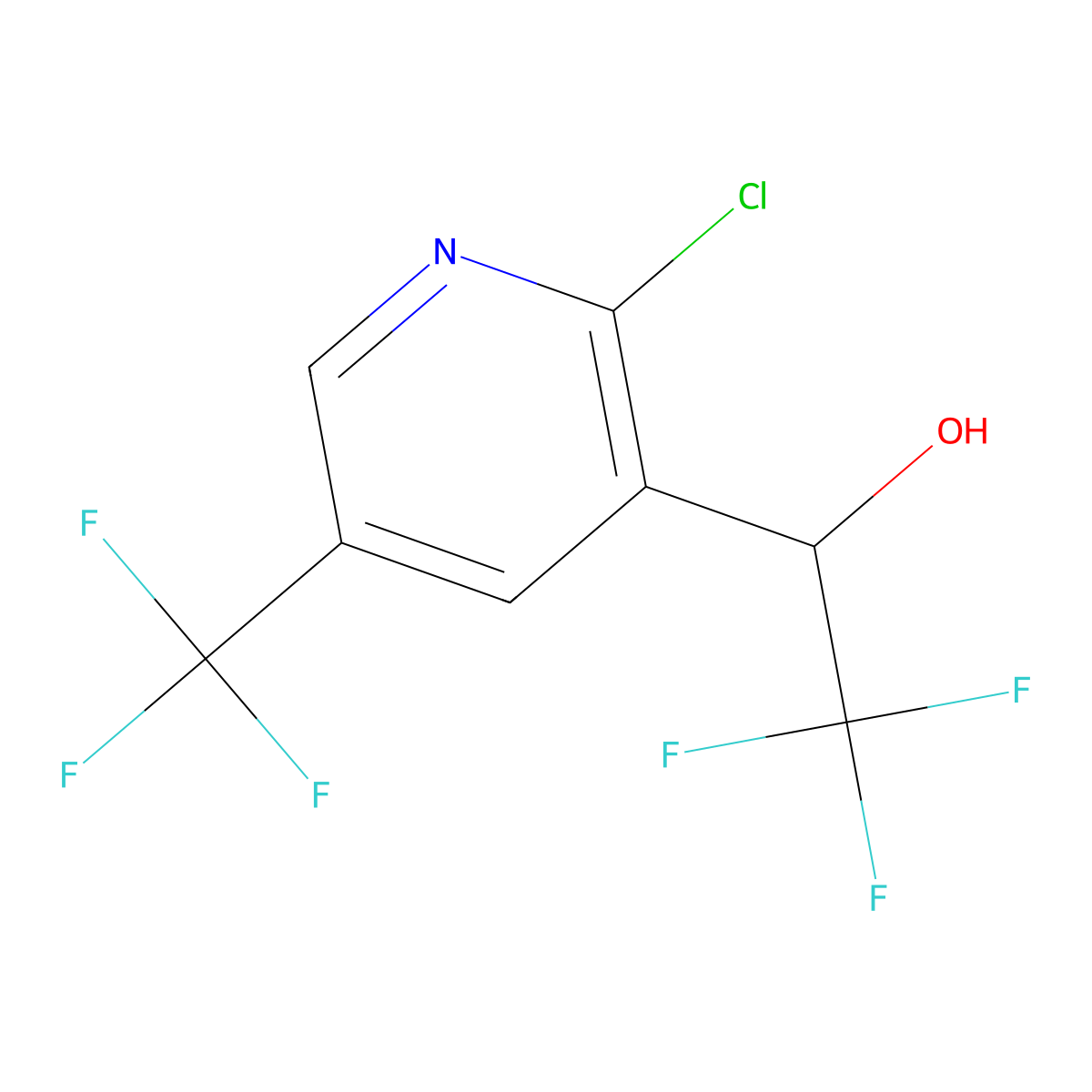 1-[2-Chloro-5-(trifluoromethyl)pyridin-3-yl]-2,2,2-trifluoroethan-1-ol molecular structure, CAS 2228180-56-9